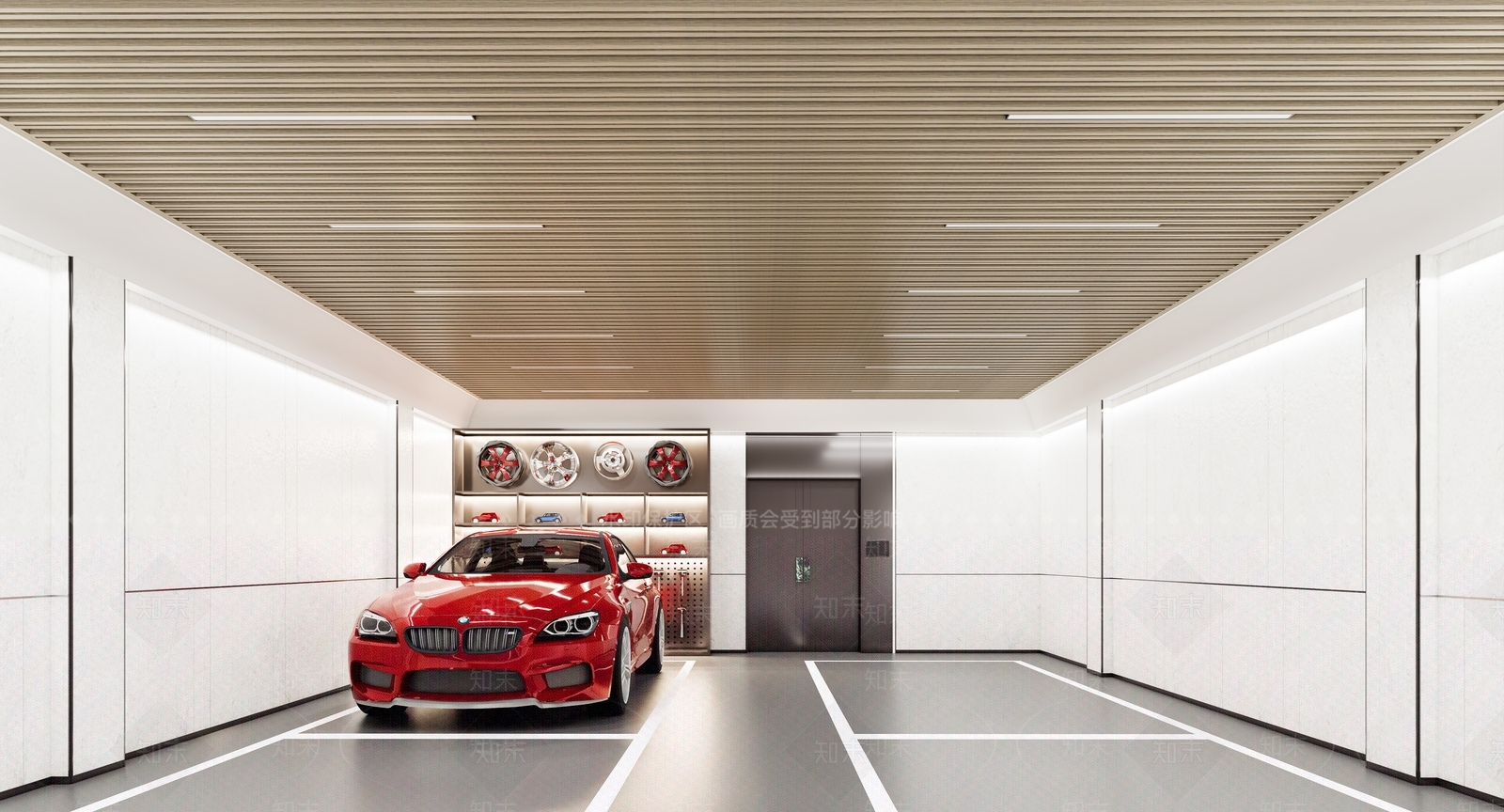 现代别墅地下停车库SU模型下载【ID:1149239634】