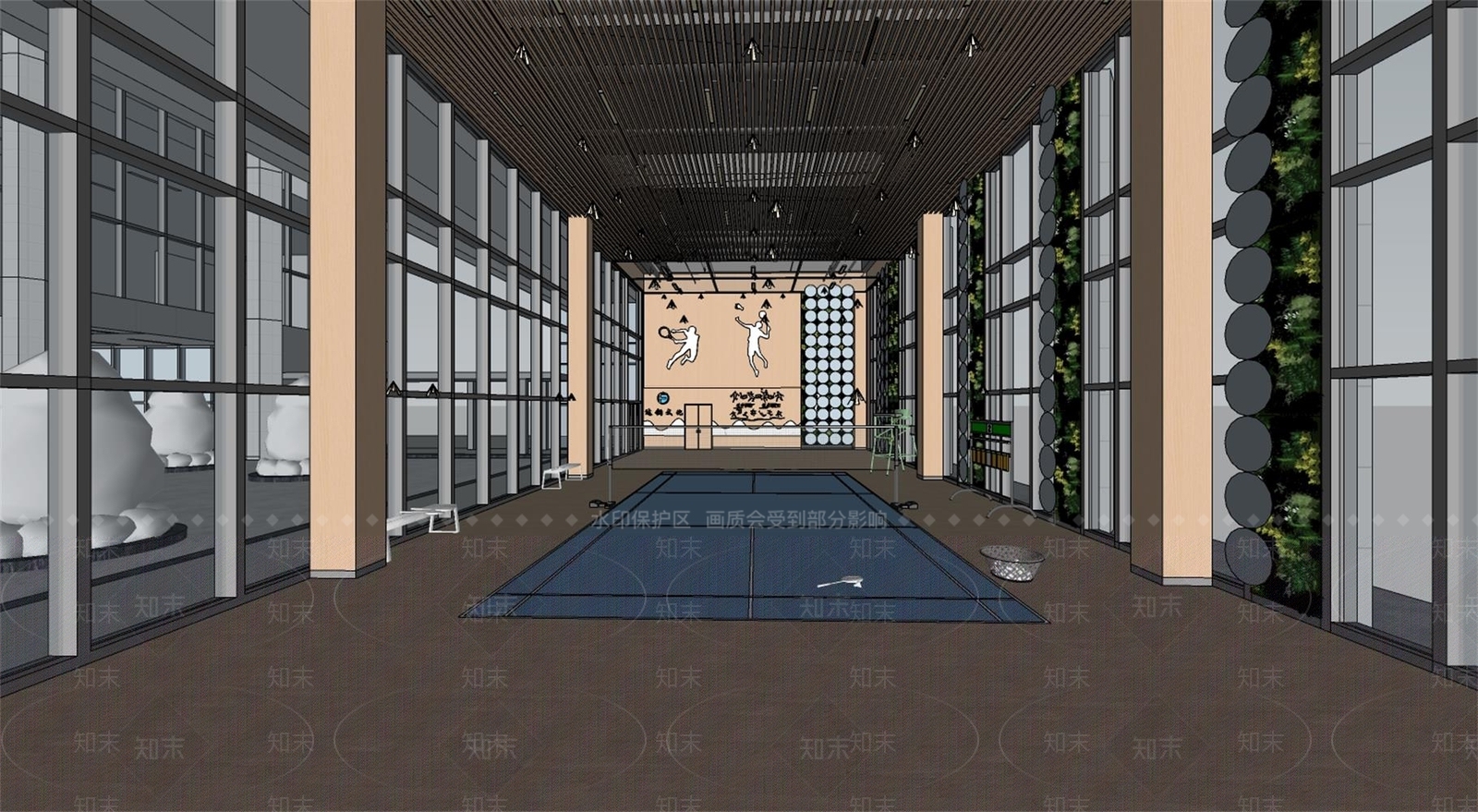 现代羽毛球场SU模型下载【ID:1149239357】