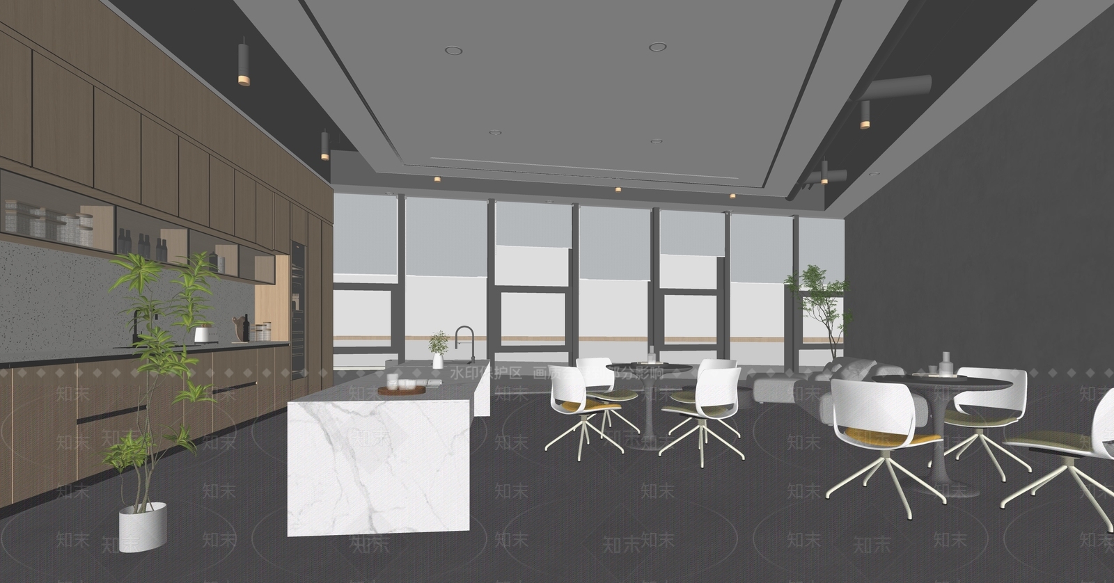 现代茶水间SU模型下载【ID:1149240715】