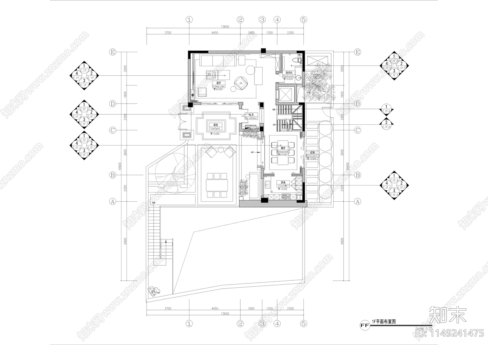 合肥万科五层别墅cad施工图下载【ID:1149241475】