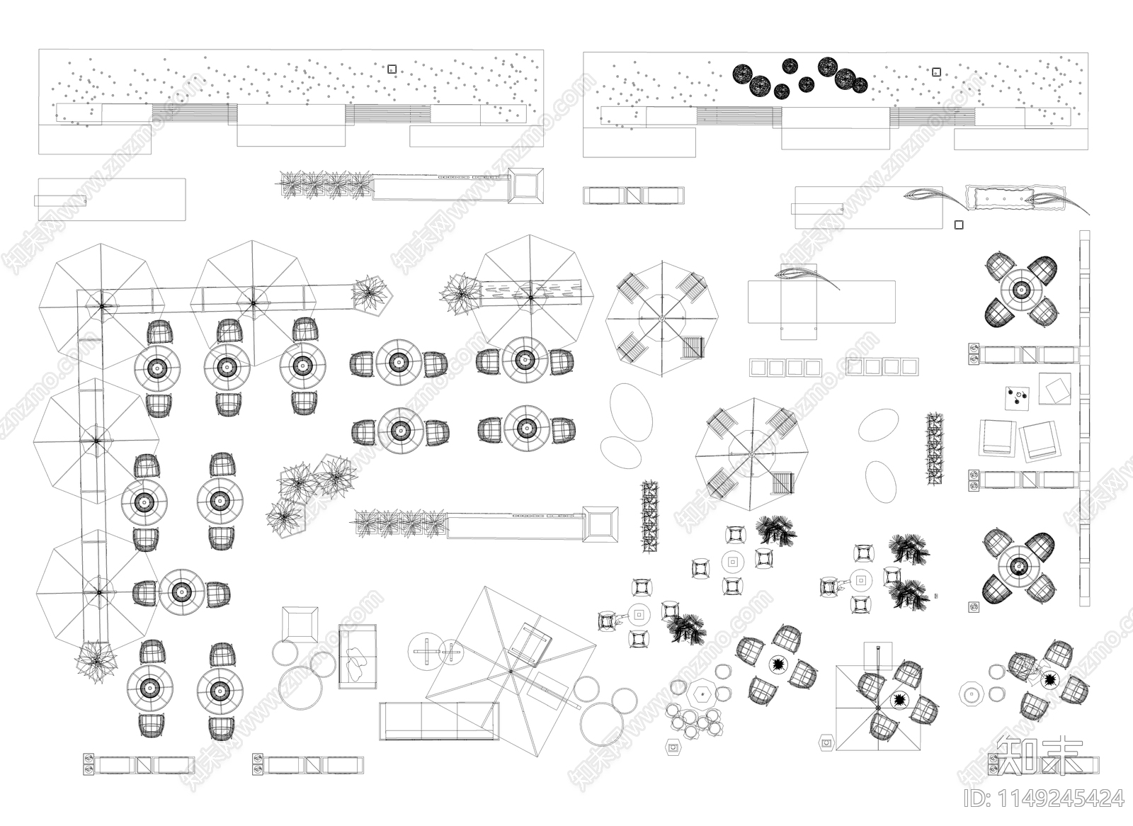 户外桌椅组合施工图下载【ID:1149245424】