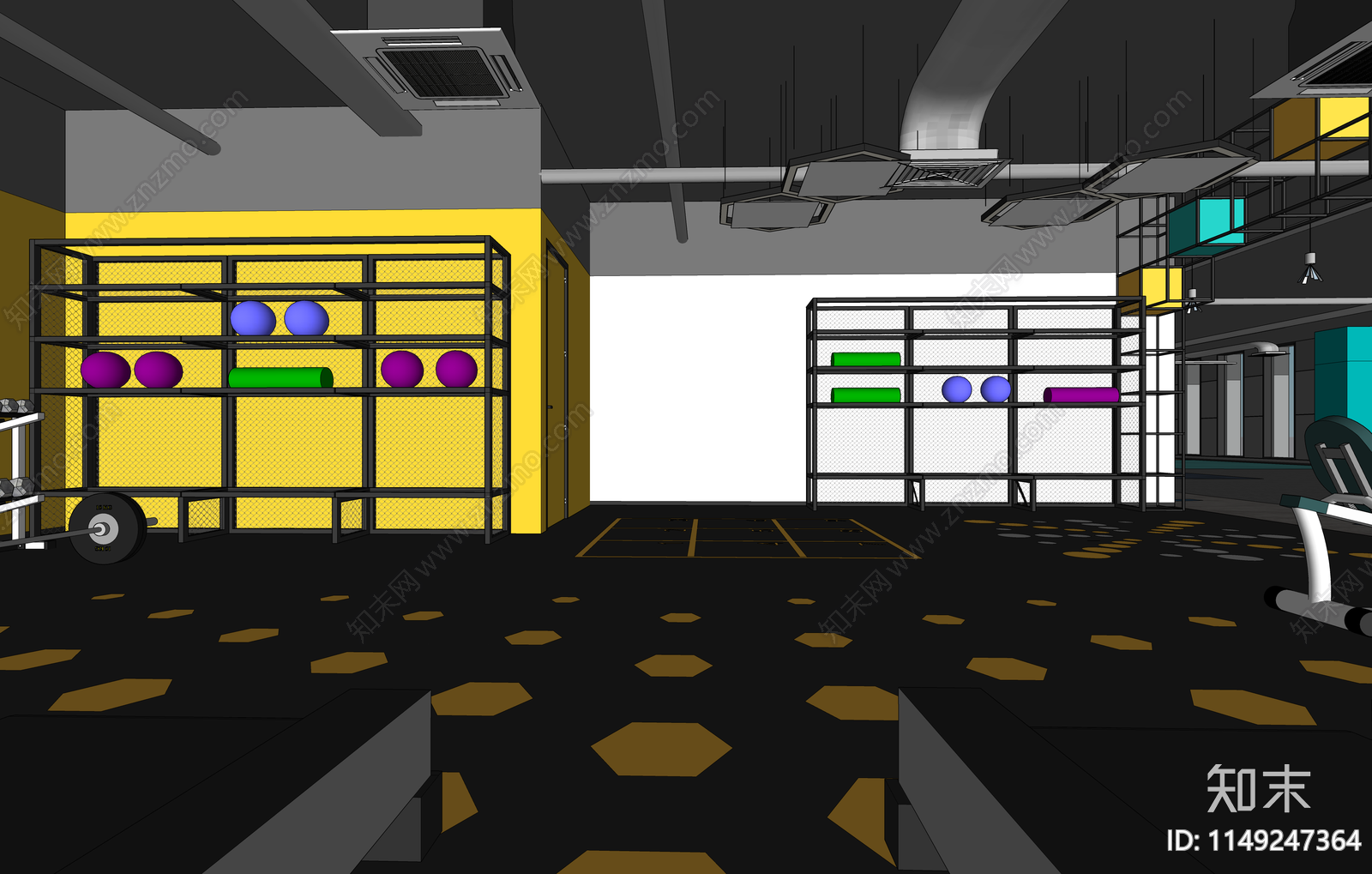现代健身房内部SU模型下载【ID:1149247364】