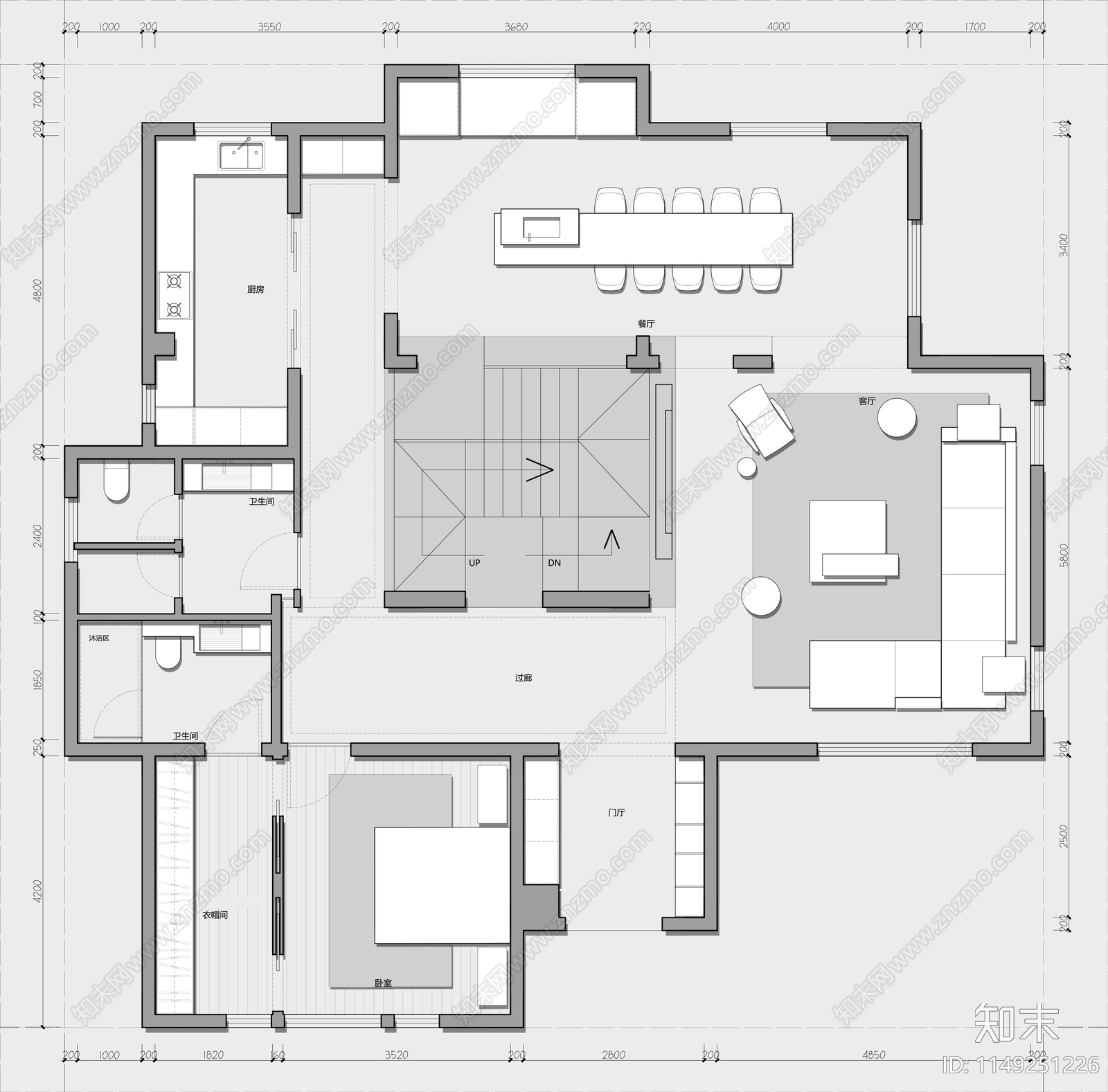 645㎡三层独栋别墅平面图cad施工图下载【ID:1149251226】