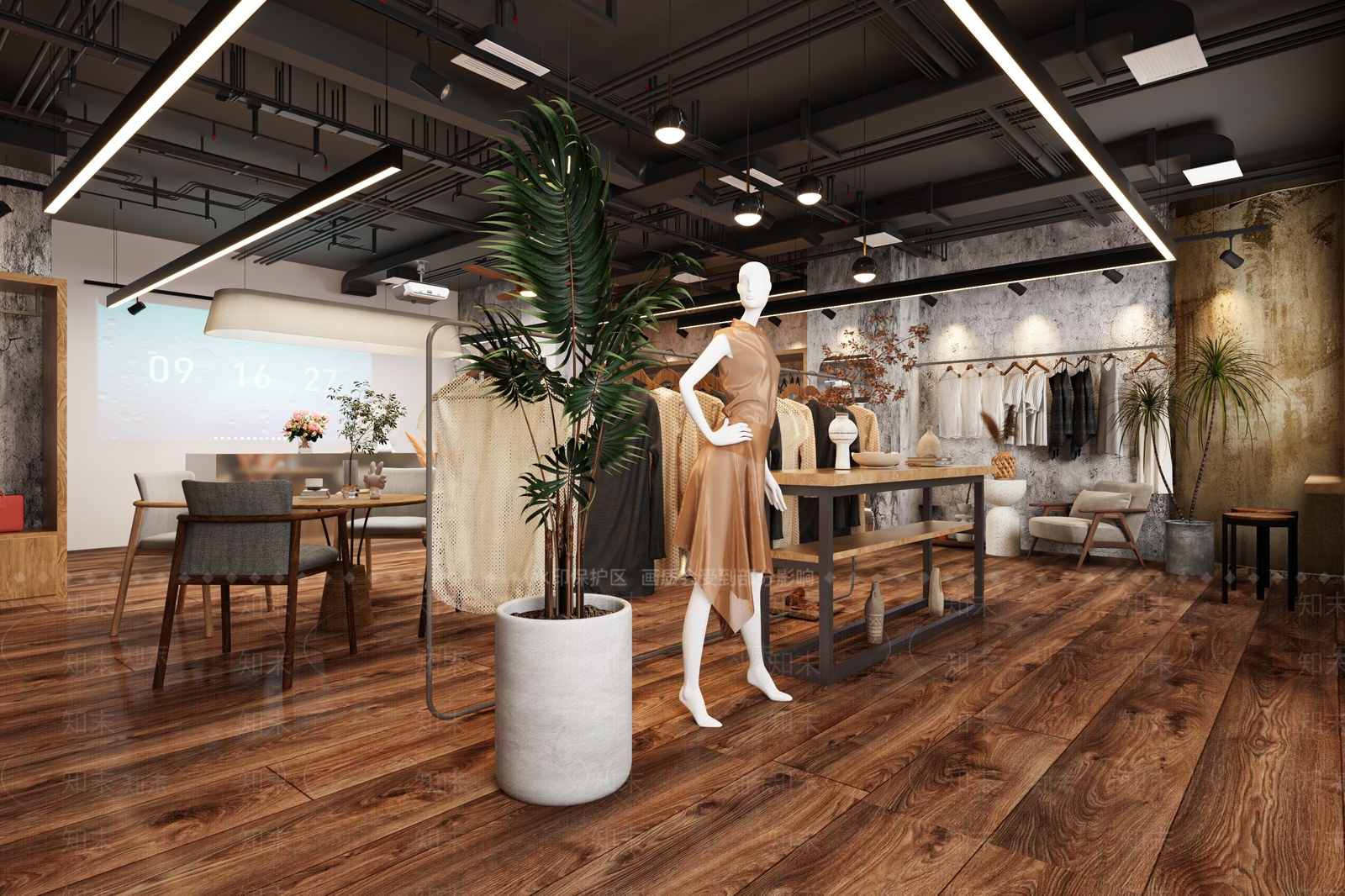 工业风服装店3D模型下载【ID:1149258367】
