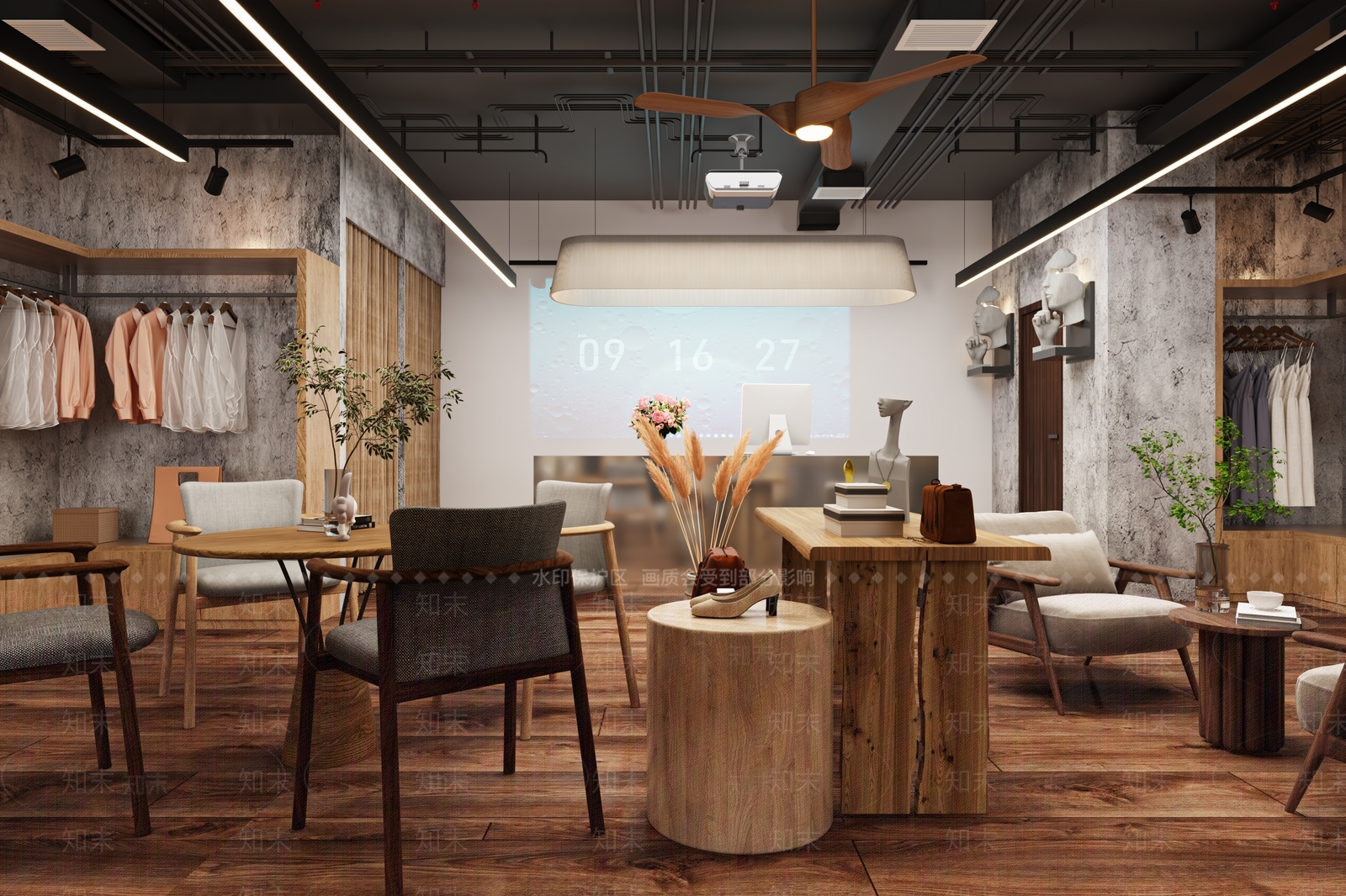工业风服装店3D模型下载【ID:1149258367】