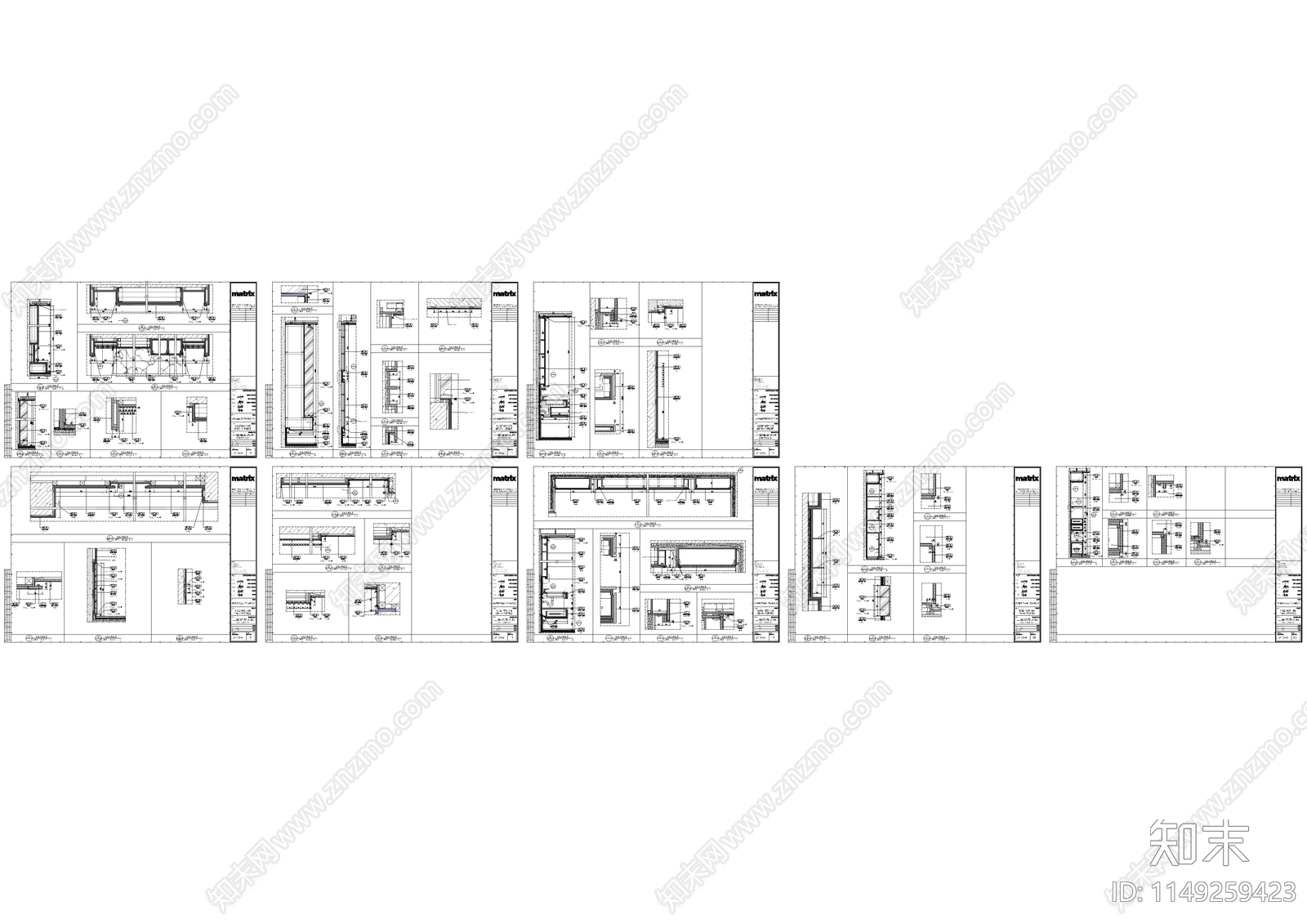 电视背景造型背景墙身节点大样图cad施工图下载【ID:1149259423】