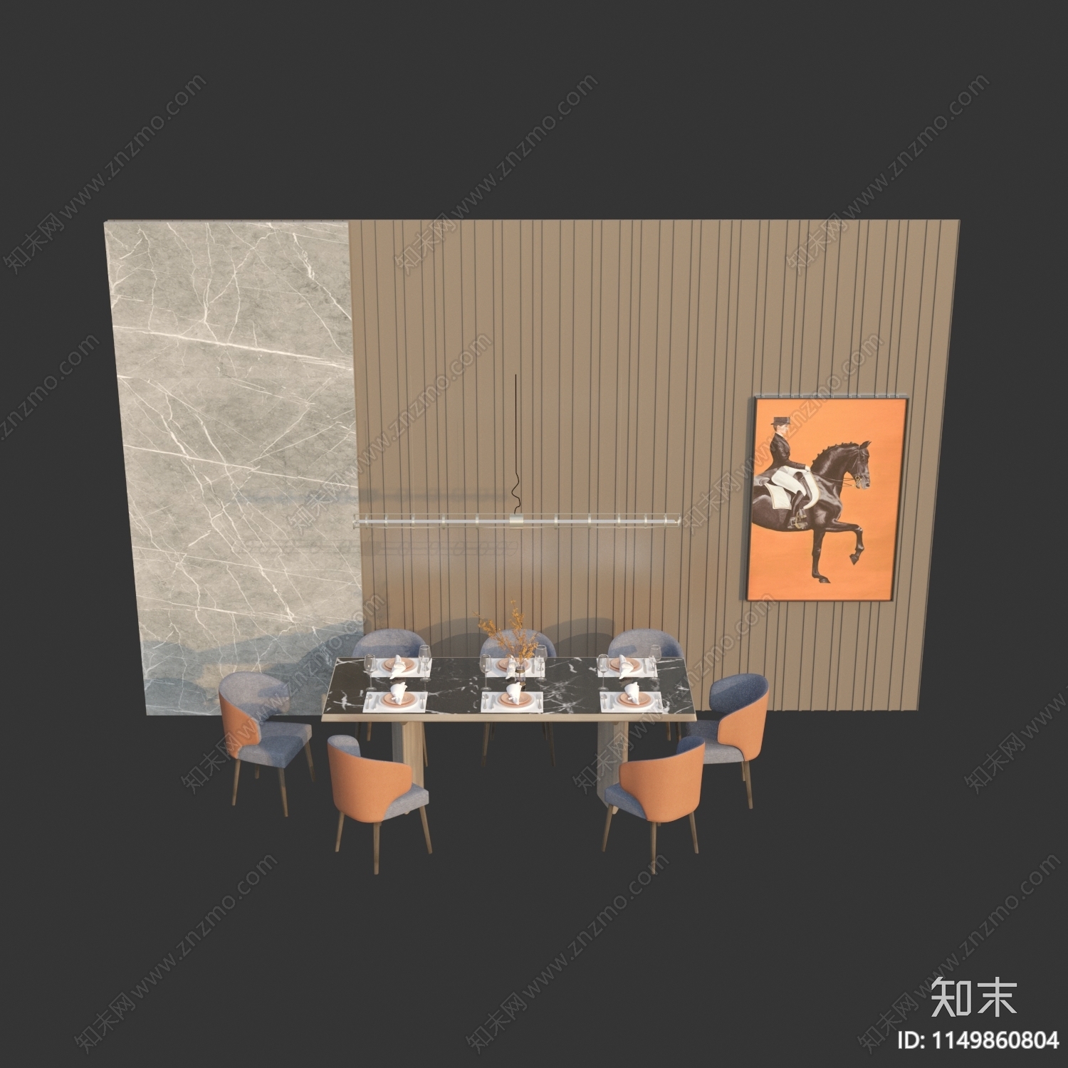 现代餐桌椅组合3D模型下载【ID:1149860804】