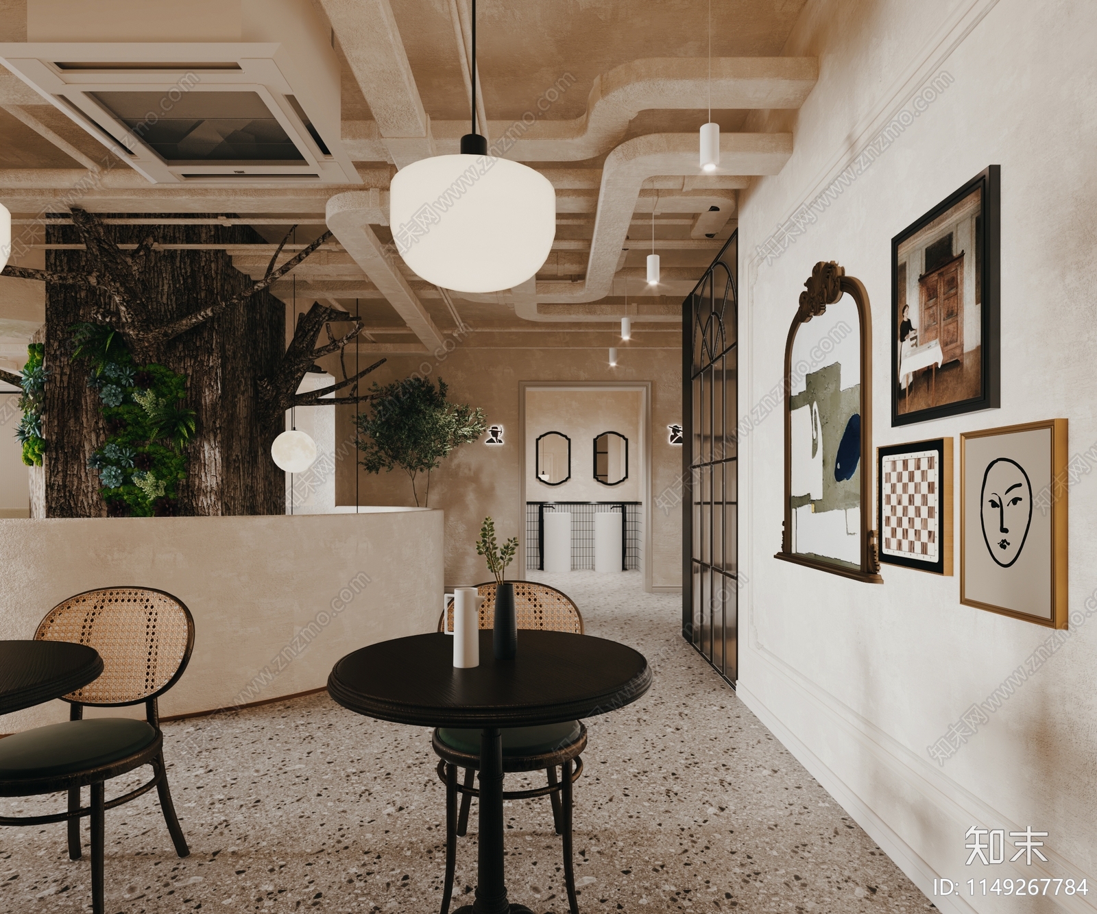 法式复古餐厅3D模型下载【ID:1149605261】