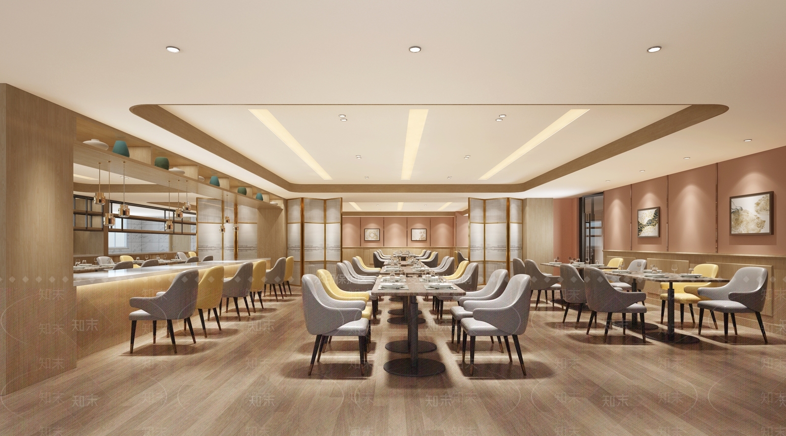 现代员工餐厅SU模型下载【ID:1149267729】