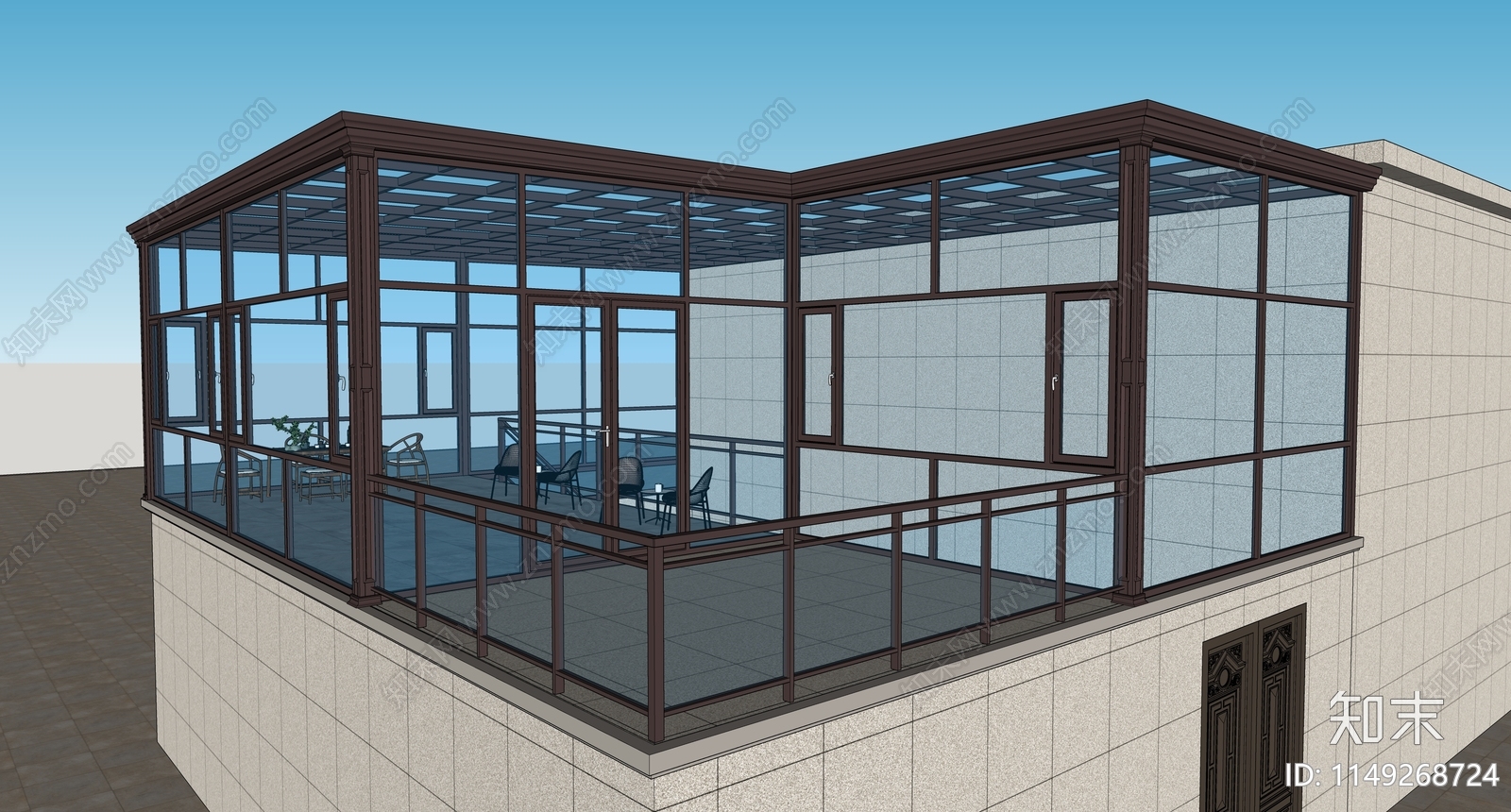 现代玻璃阳光房SU模型下载【ID:1149268724】