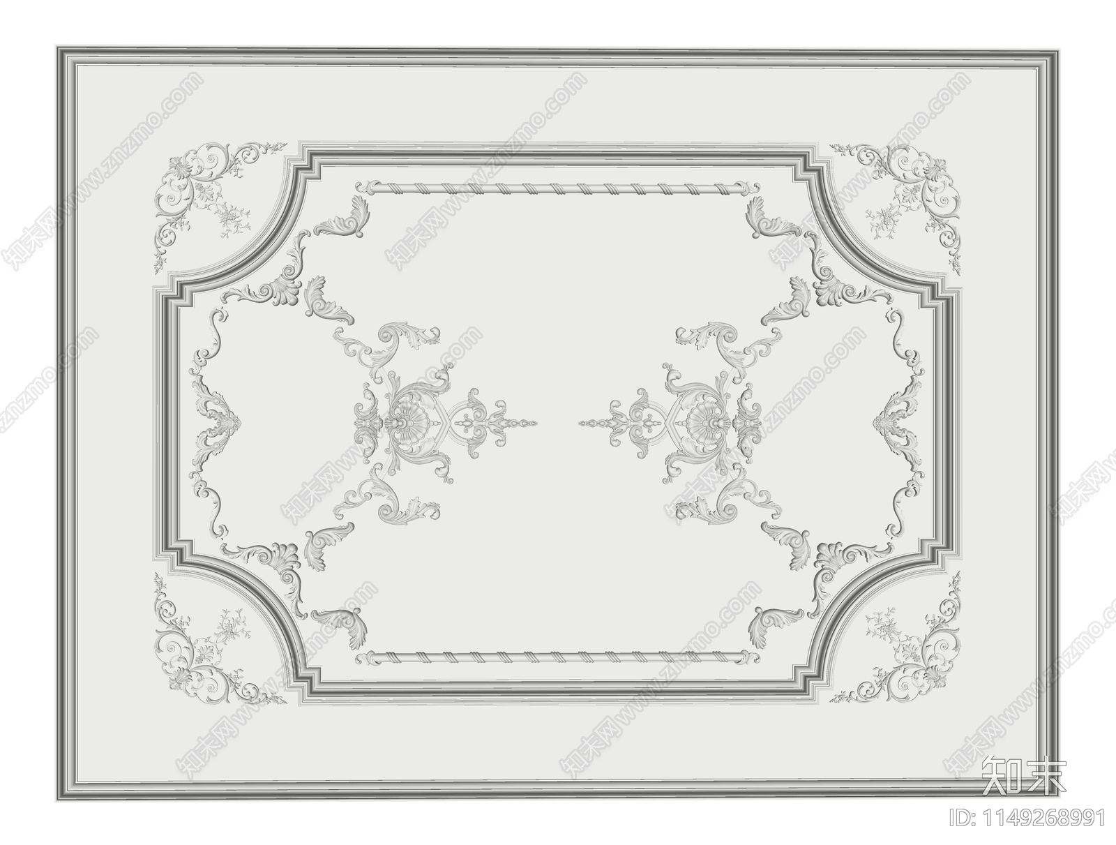 法式石膏雕花吊顶SU模型下载【ID:1149268991】