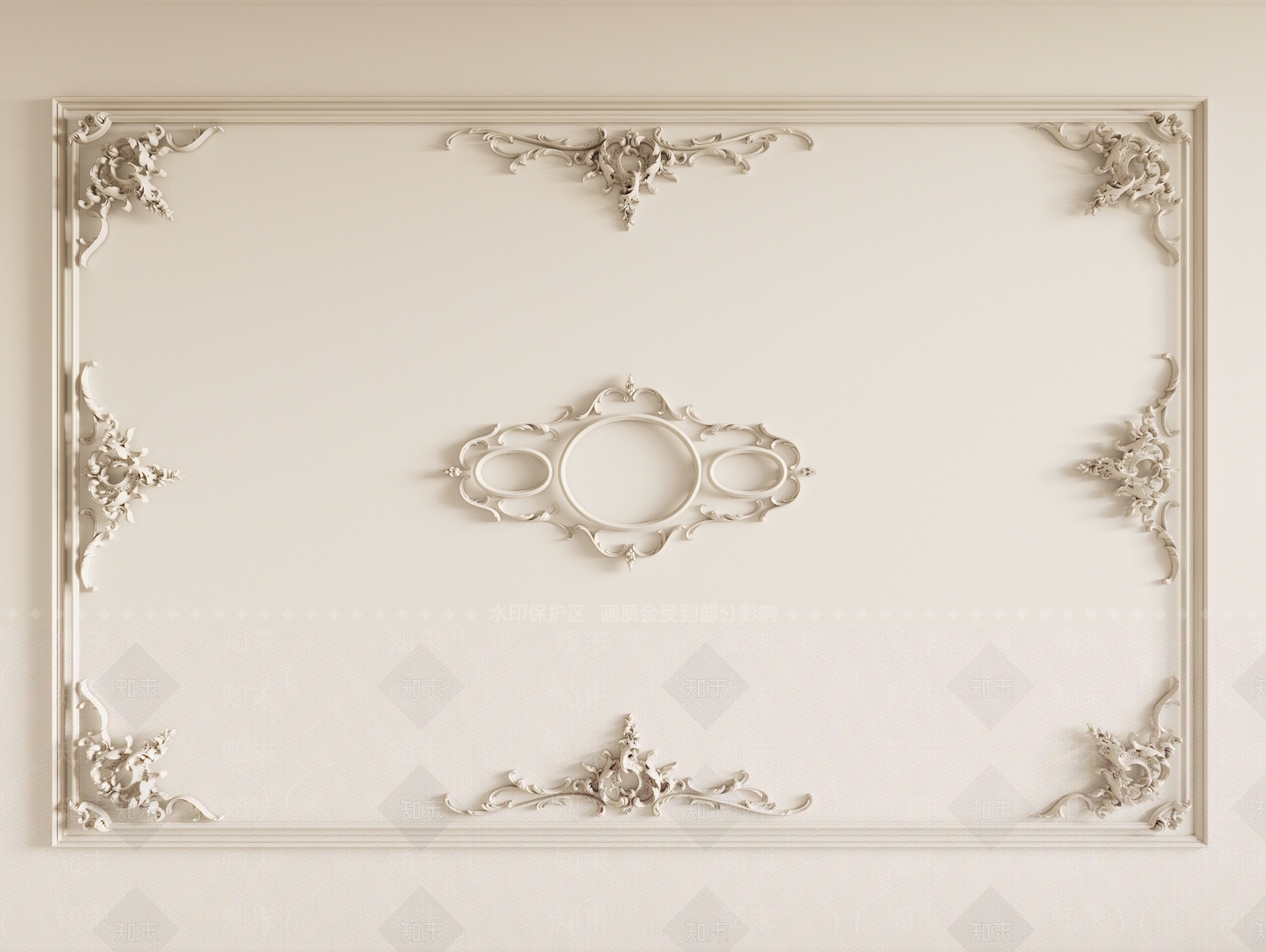 法式石膏雕花吊顶SU模型下载【ID:1149269390】