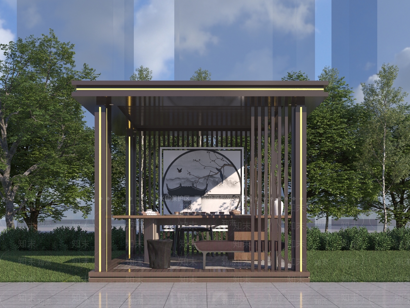 新中式景观亭子3D模型下载【ID:1149274228】