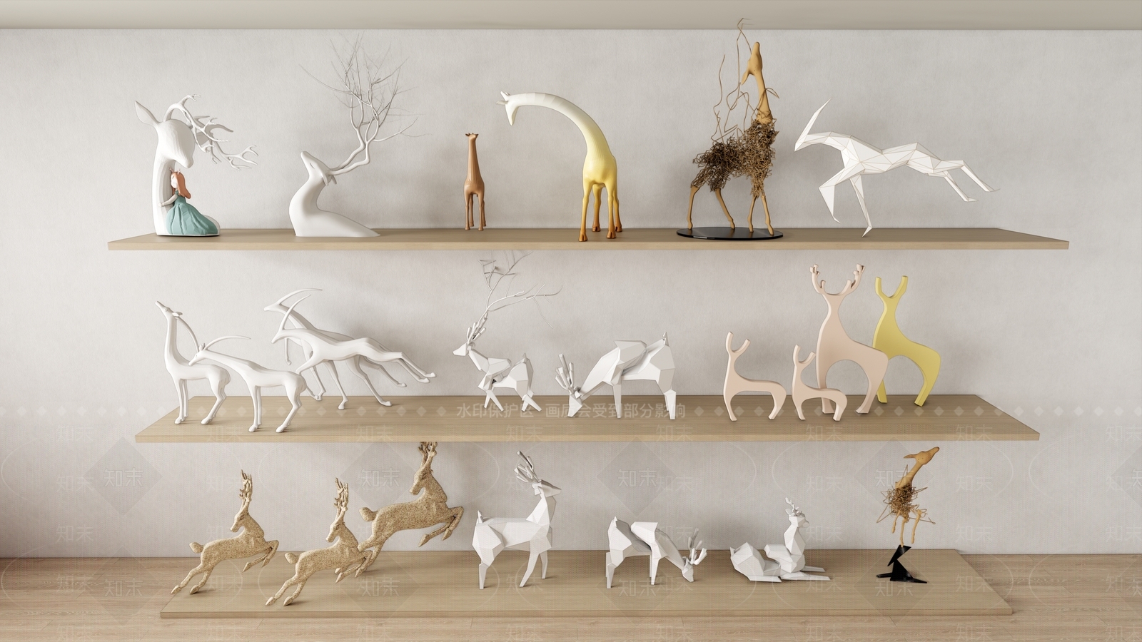 现代鹿摆件3D模型下载【ID:1149274256】