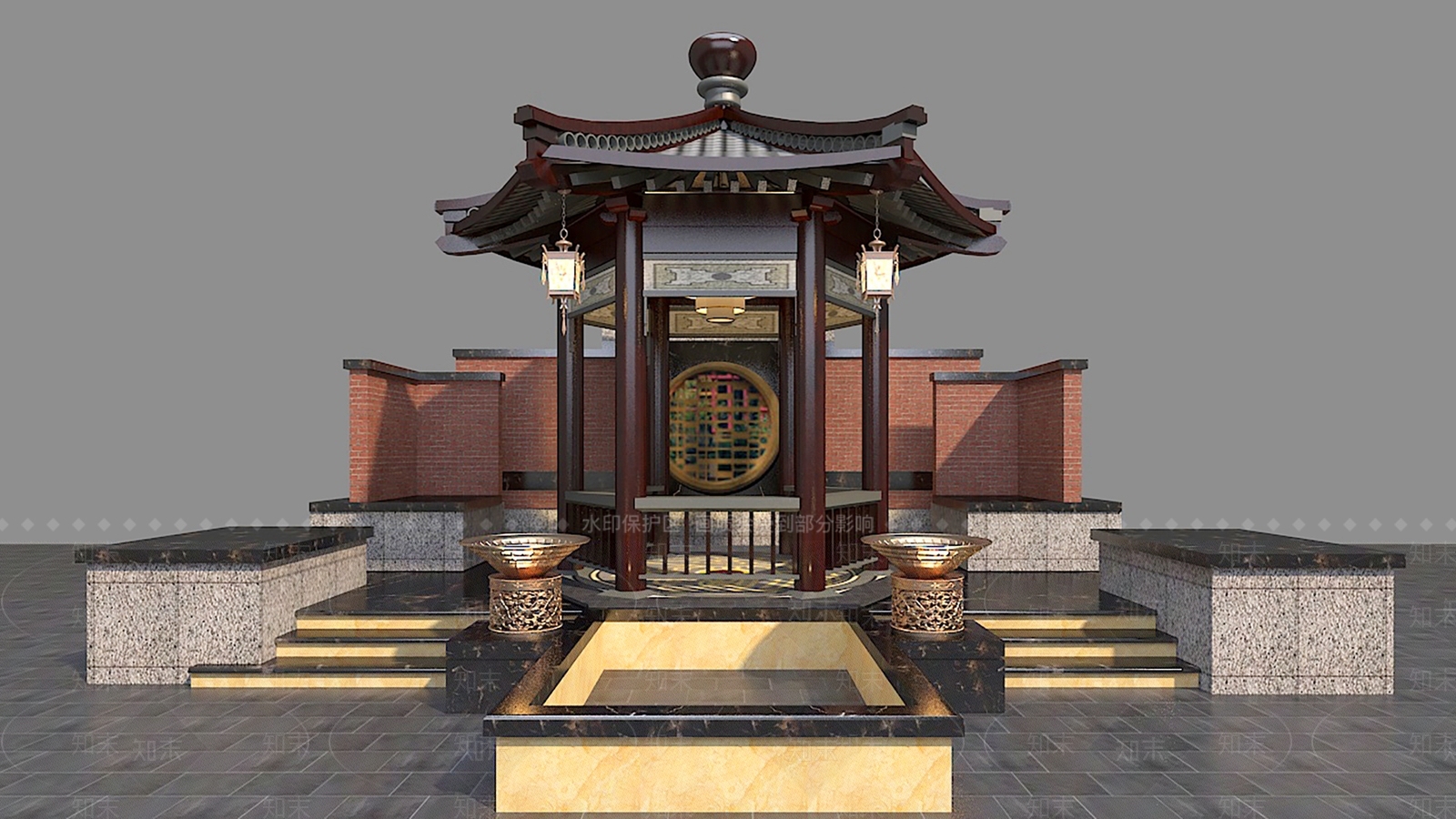 中式古建筑亭子3D模型下载【ID:1149274315】