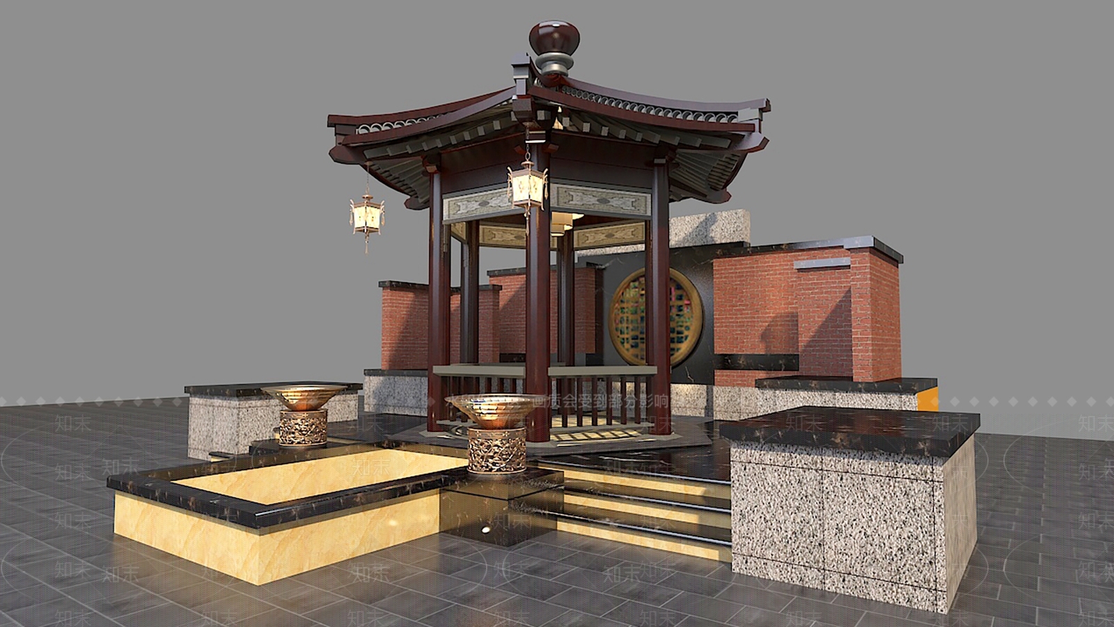 中式古建筑亭子3D模型下载【ID:1149274315】