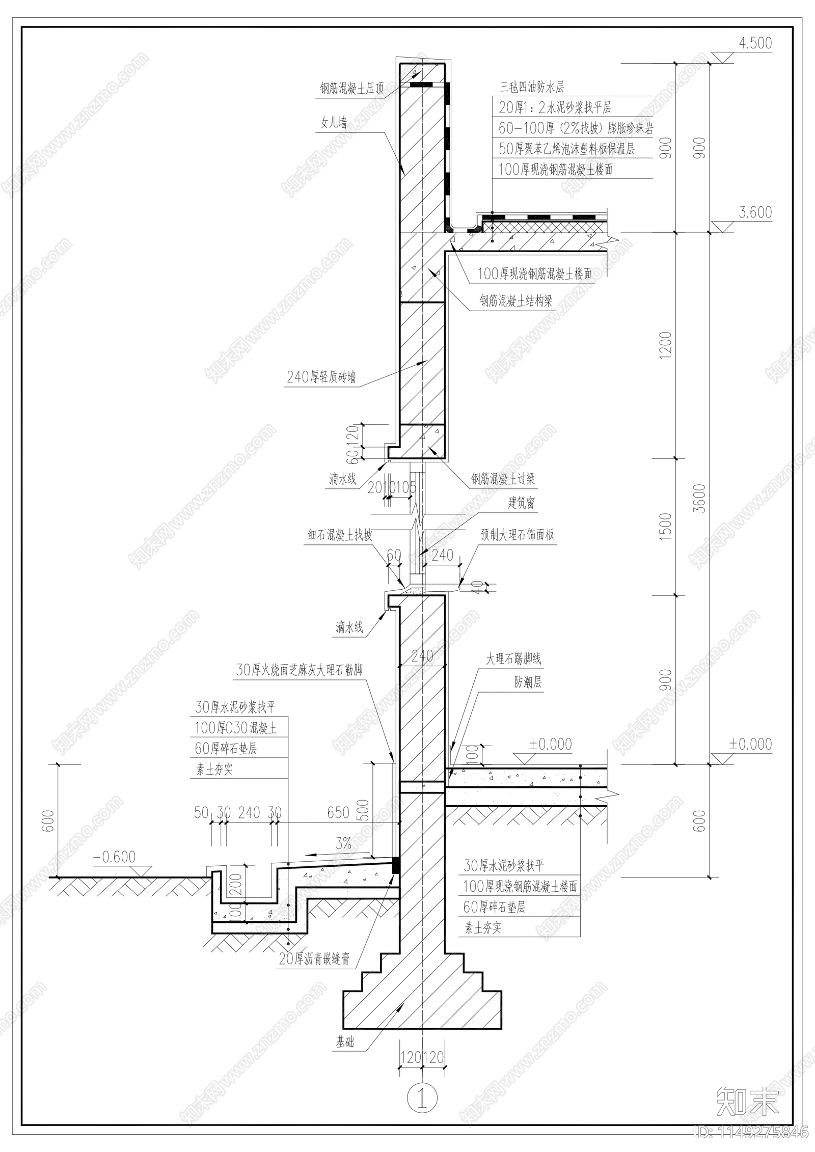 建筑外墙墙身节点大样施工图下载【ID:1149275846】