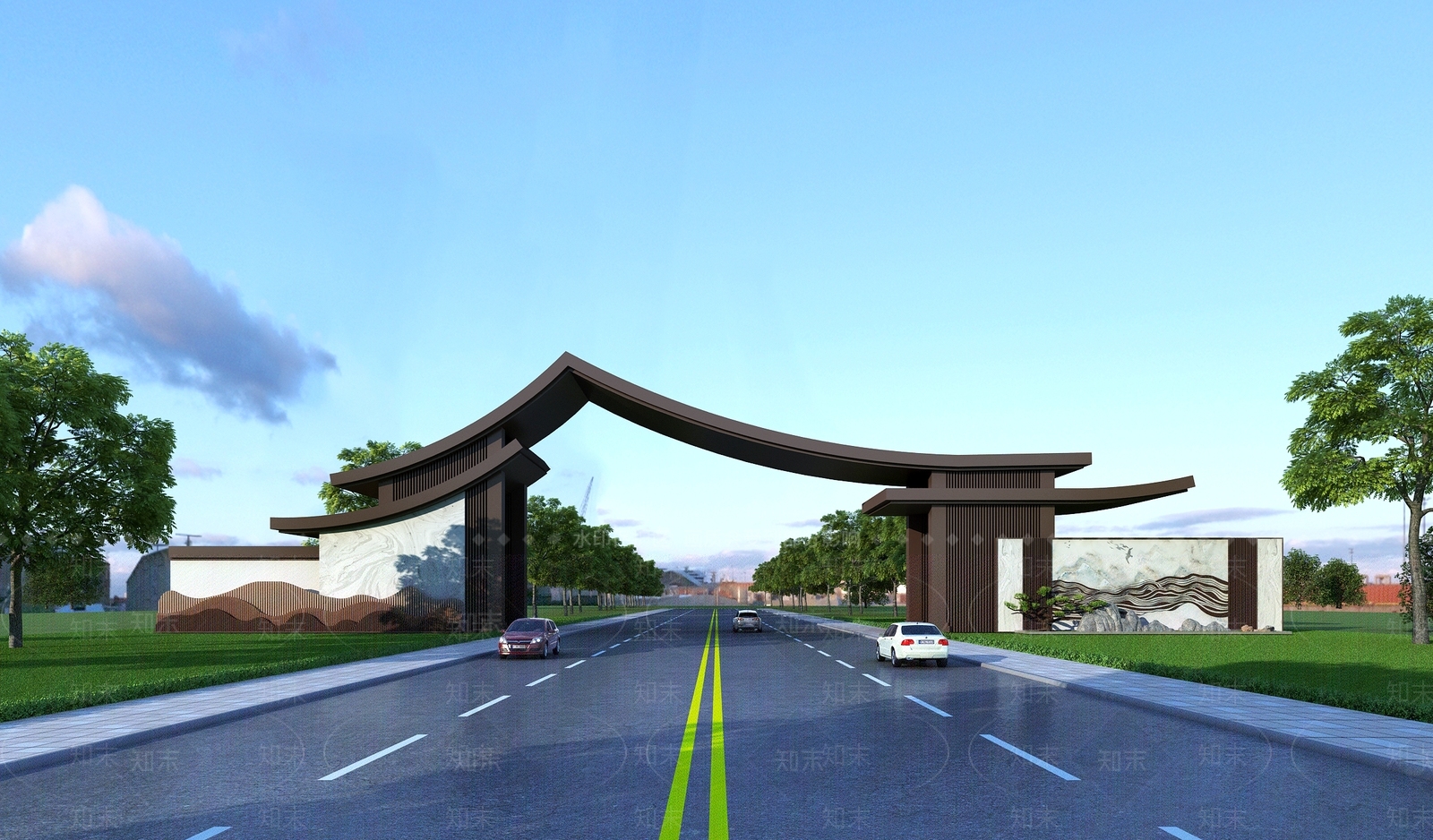 新中式入口大门3D模型下载【ID:1149277451】