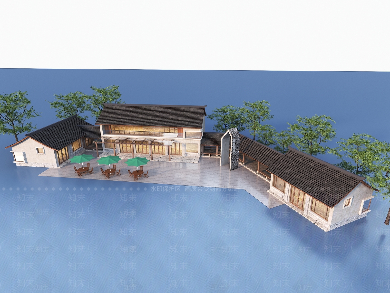 中式游客中心SU模型下载【ID:1149277395】