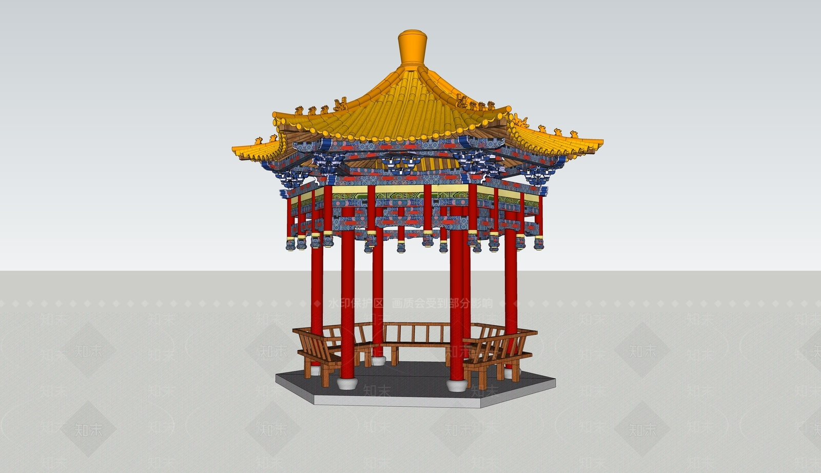 中式亭子SU模型下载【ID:1149277701】