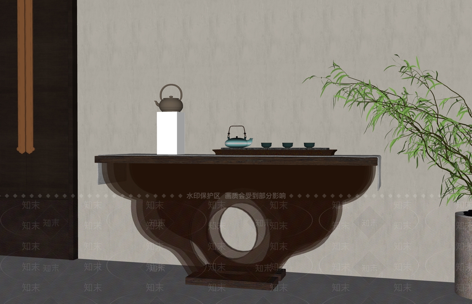 新中式玄关端景台SU模型下载【ID:1149281321】