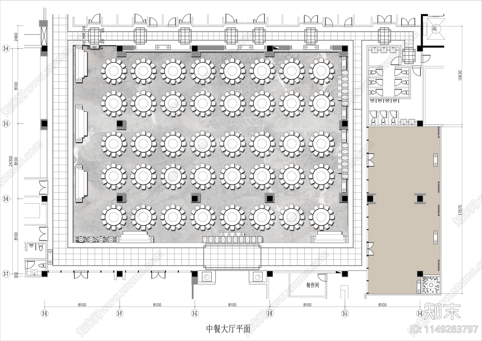 酒店宴会厅平面布置图施工图下载【ID:1149283797】