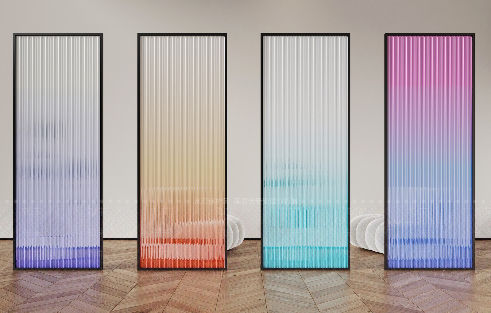 现代渐变玻璃屏风隔断SU模型下载【ID:1149283769】