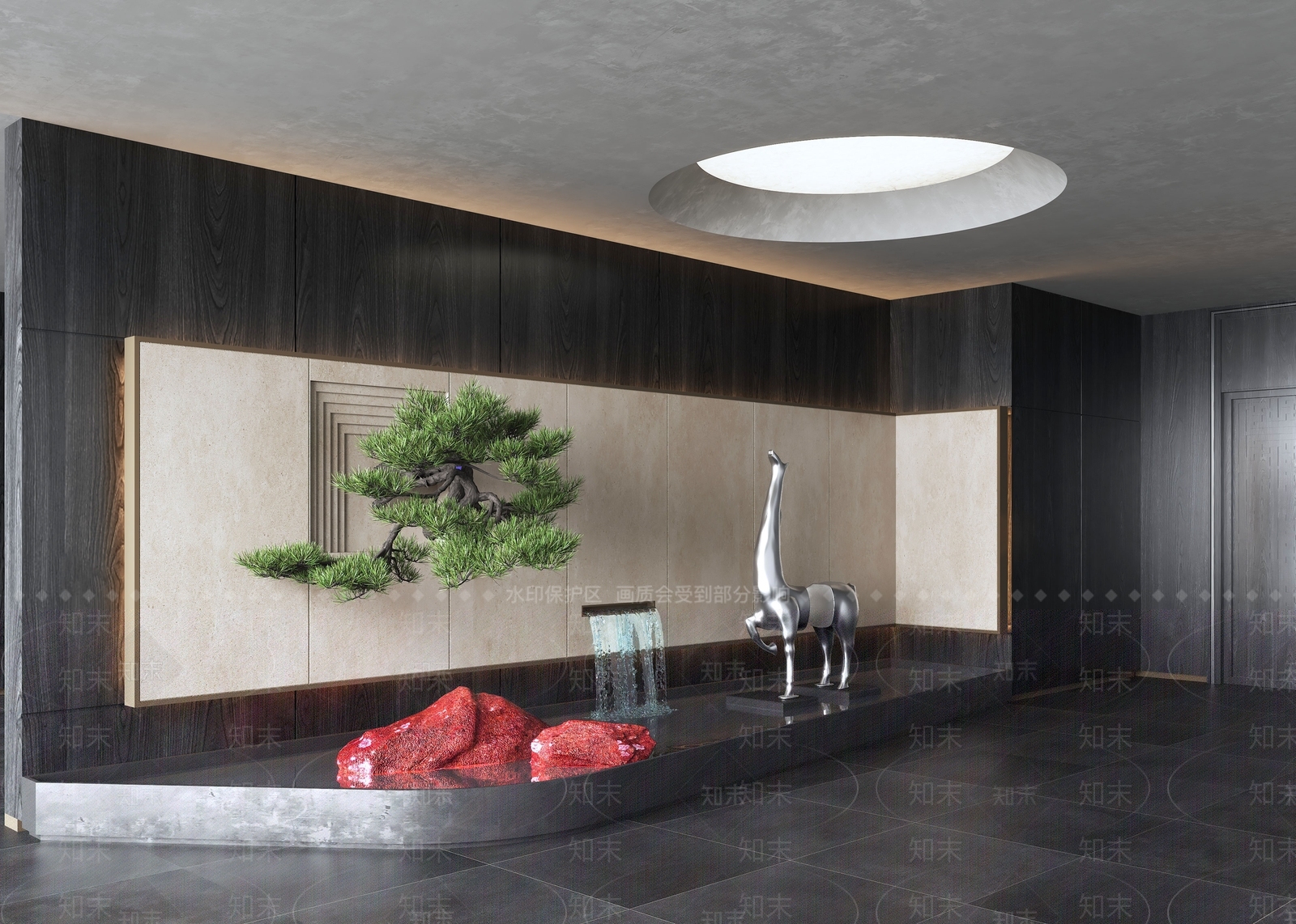 新中式企业文化展厅SU模型下载【ID:1222310123】