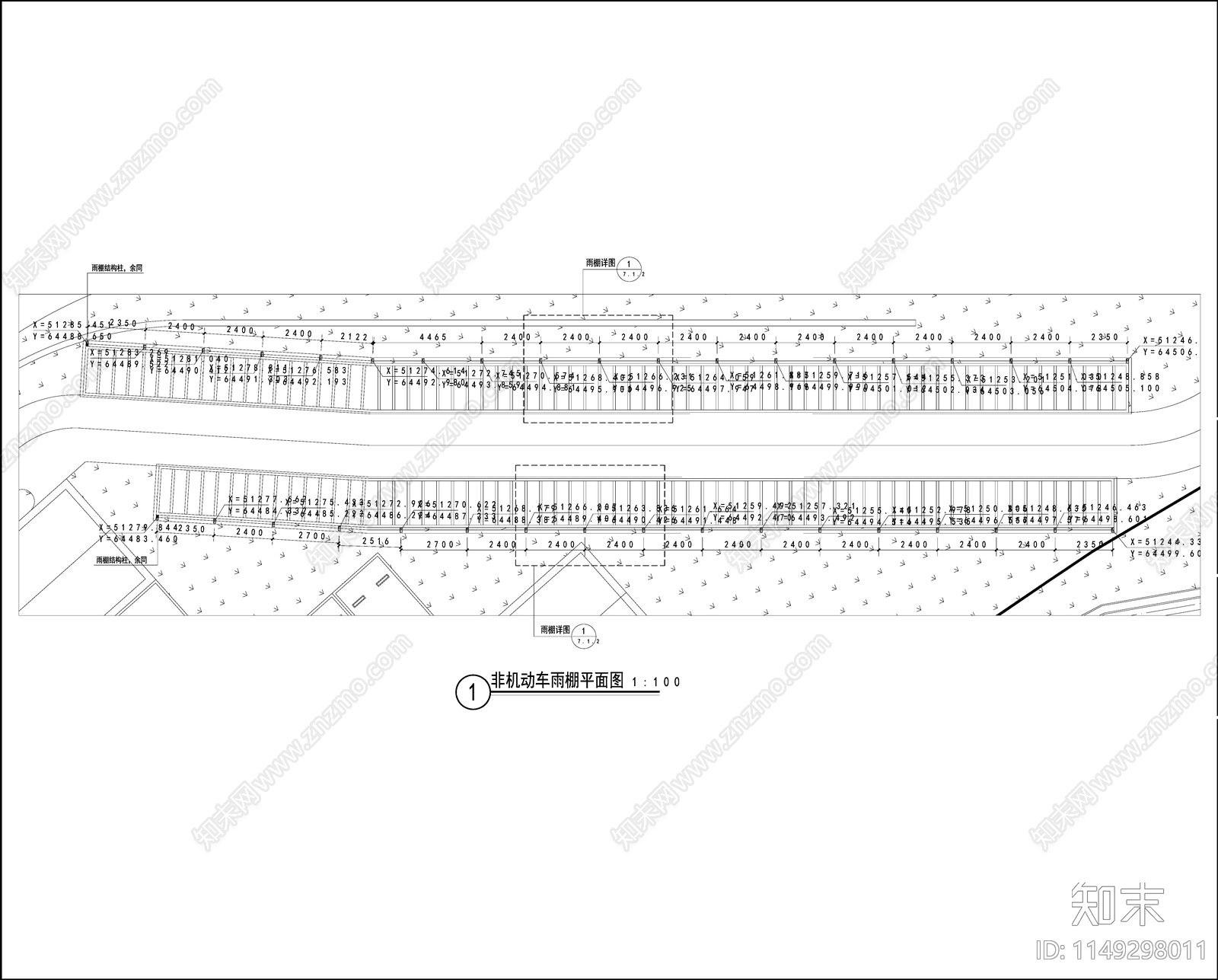 非机动车自行车雨棚节点施工图下载【ID:1149298011】