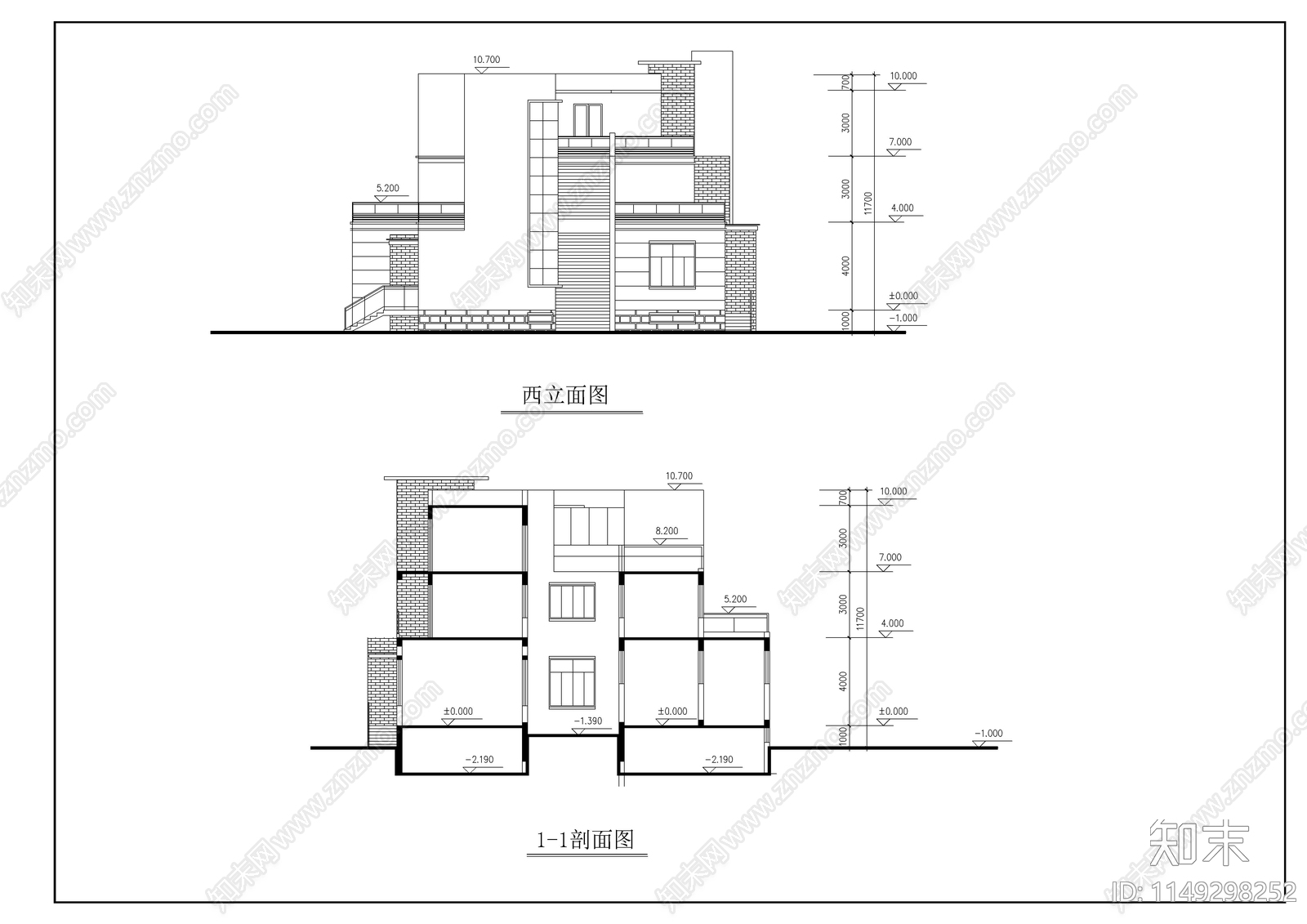 连排别墅施工图下载【ID:1149298252】