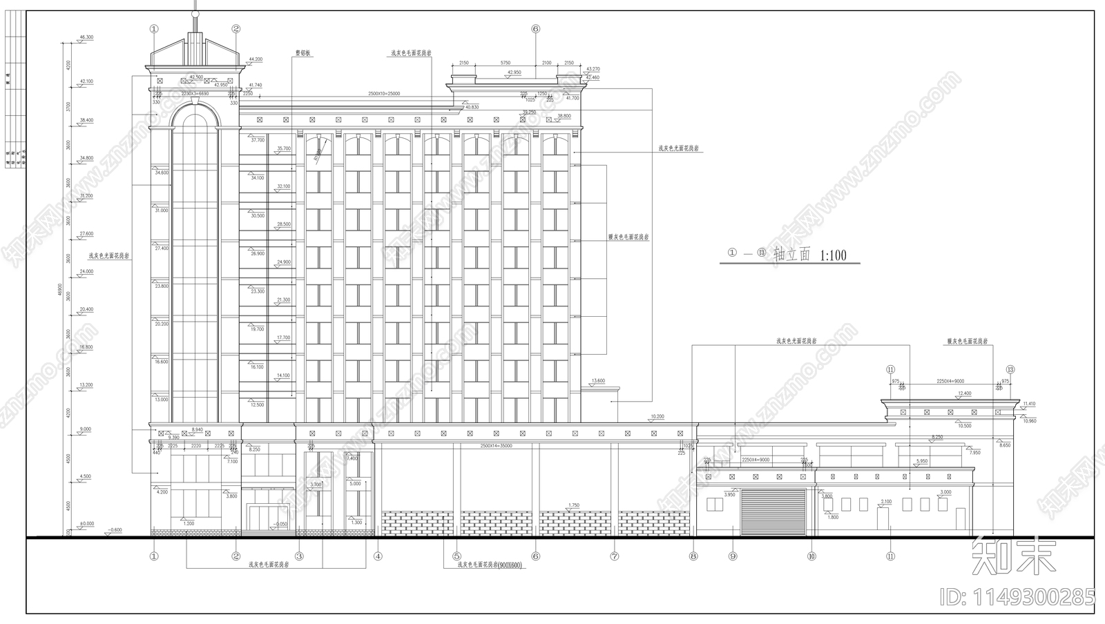 银行大楼建筑图节点cad施工图下载【ID:1149300285】