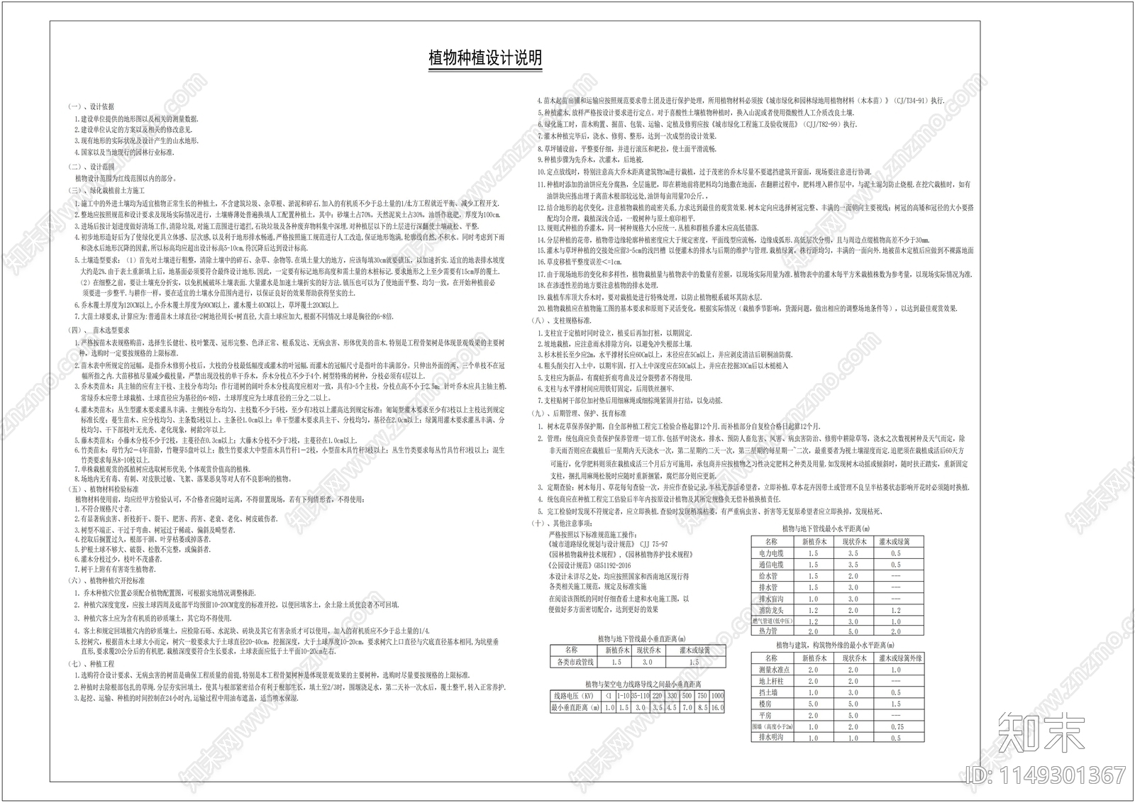 园林植物种植规范设计说明施工图下载【ID:1149301367】