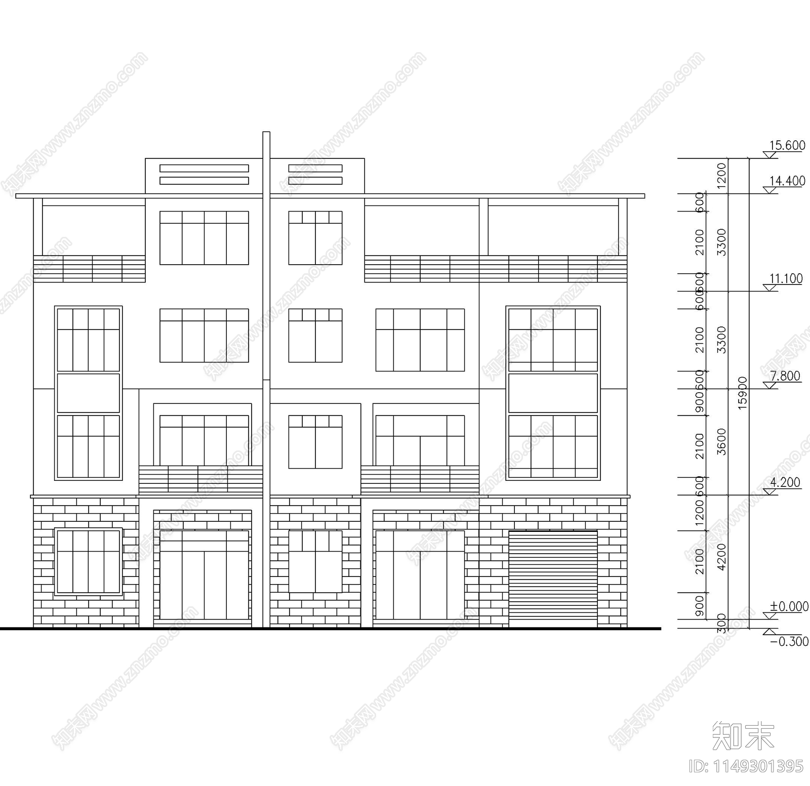 住宅建筑方案图cad施工图下载【ID:1149301395】