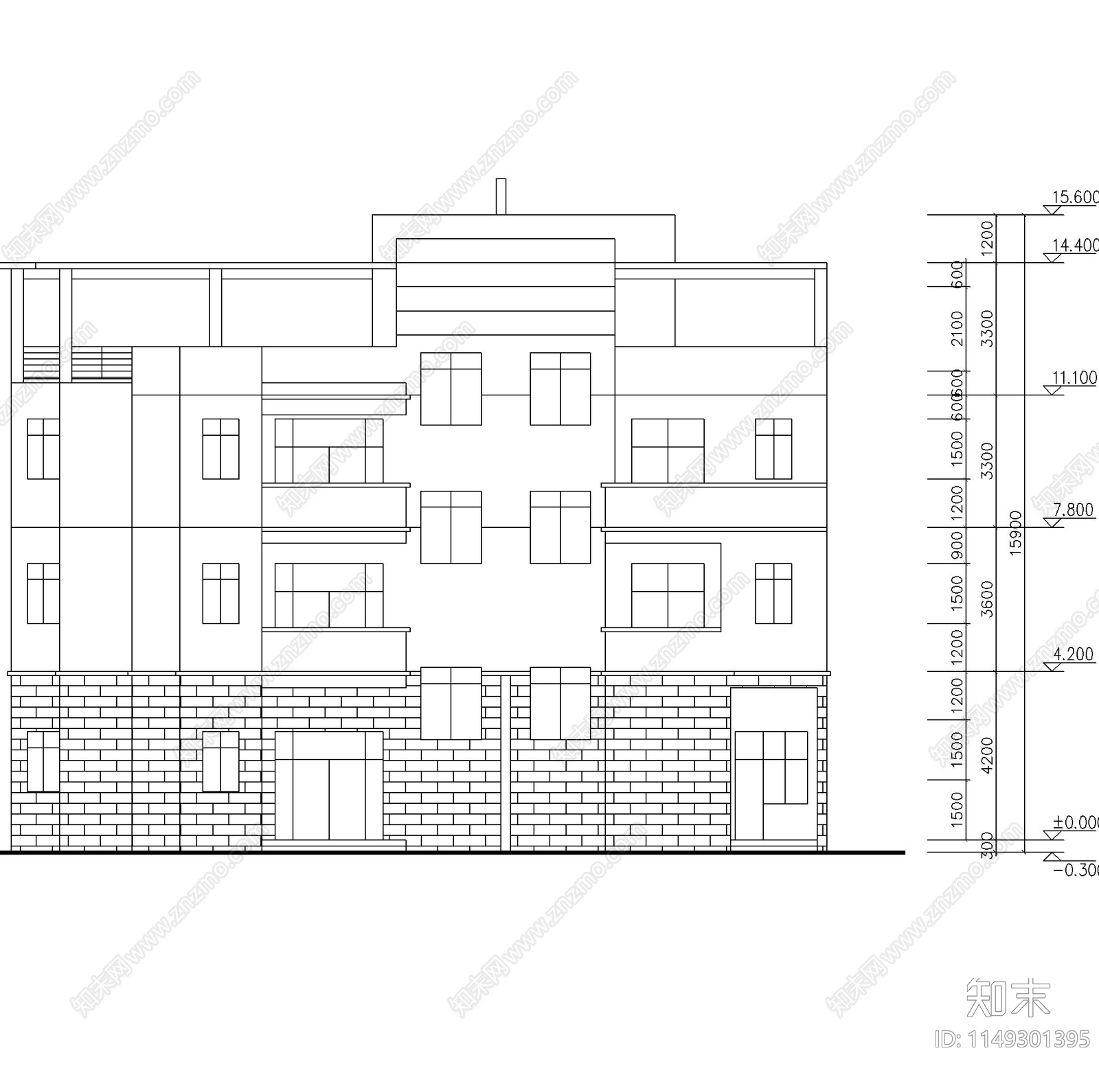 住宅建筑方案图cad施工图下载【ID:1149301395】