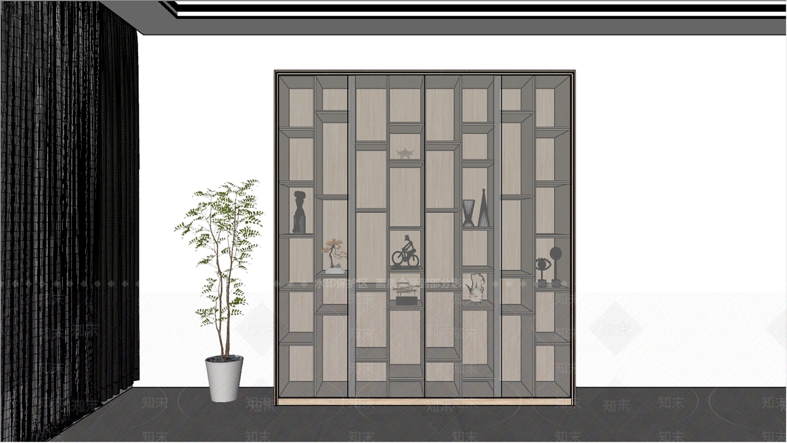 现代装饰柜SU模型下载【ID:1149497861】