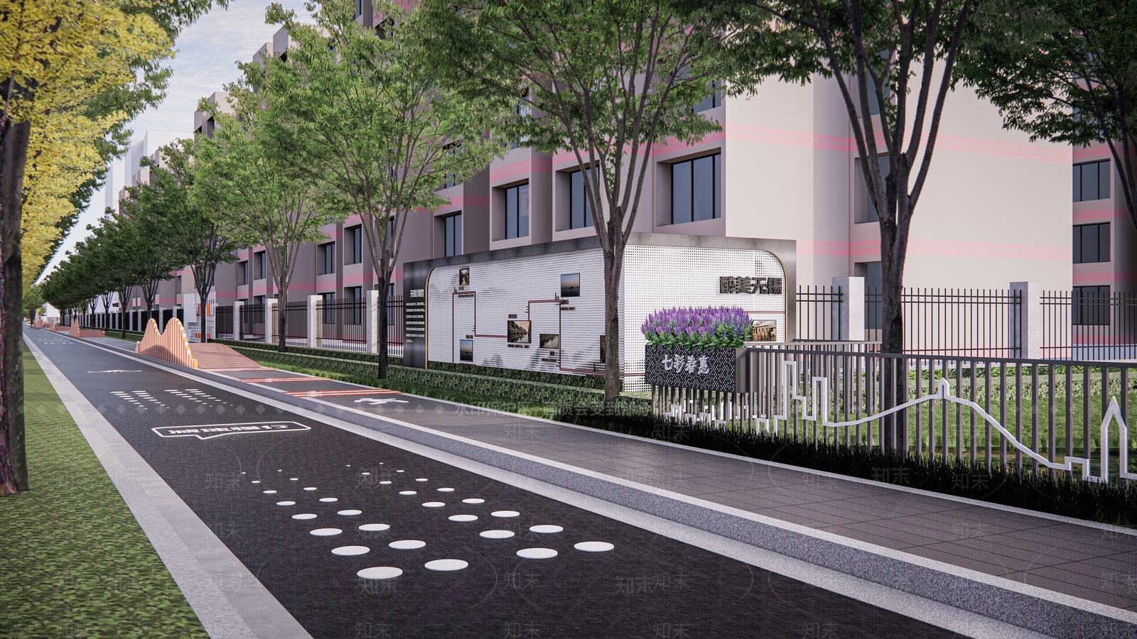 现代市政道路景观SU模型下载【ID:1149309923】
