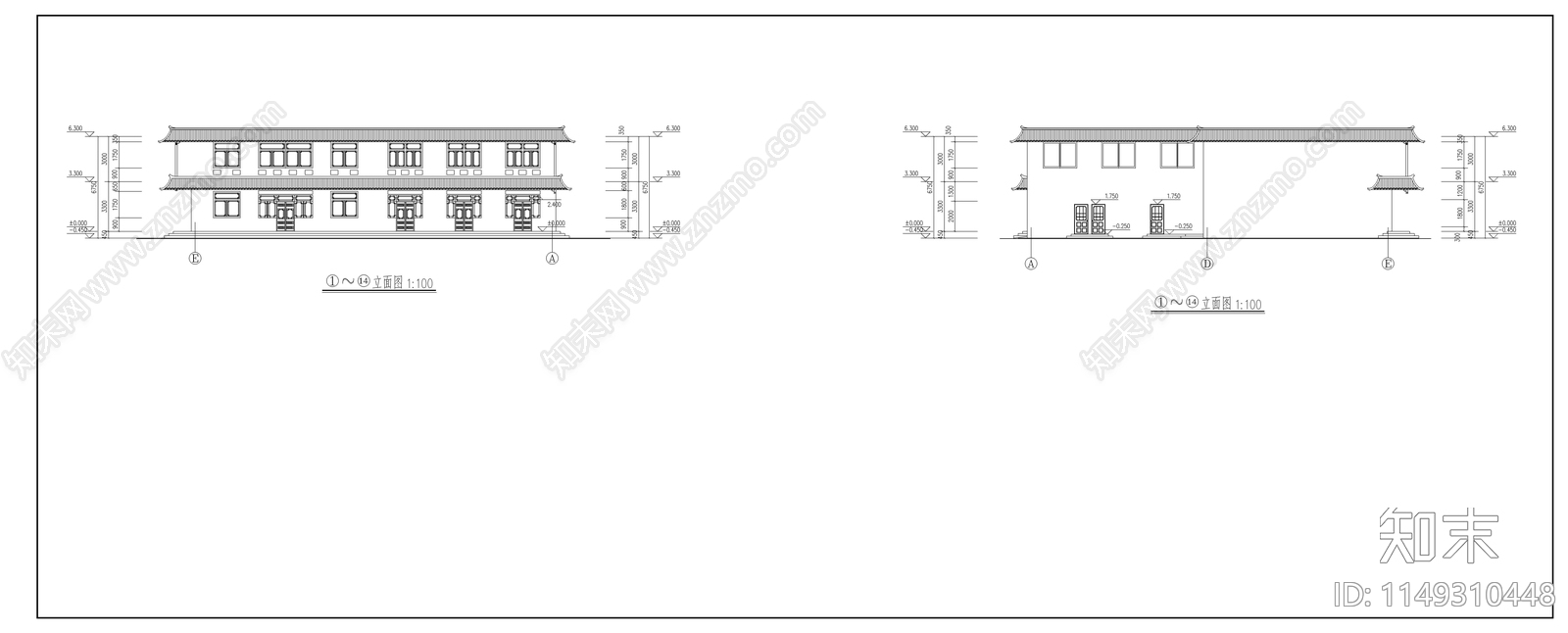 仿古建筑二层门市节点cad施工图下载【ID:1149310448】