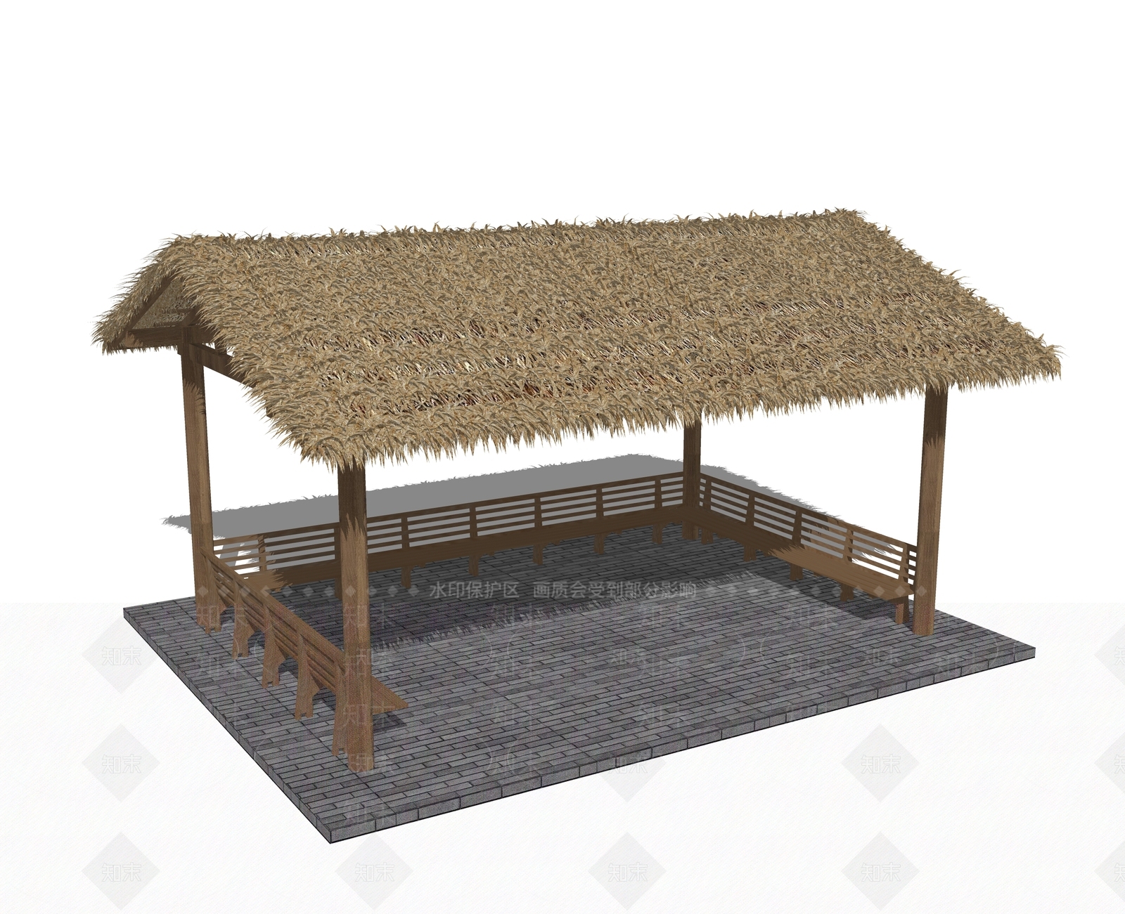新中式风格茅草亭SU模型下载【ID:1149311826】