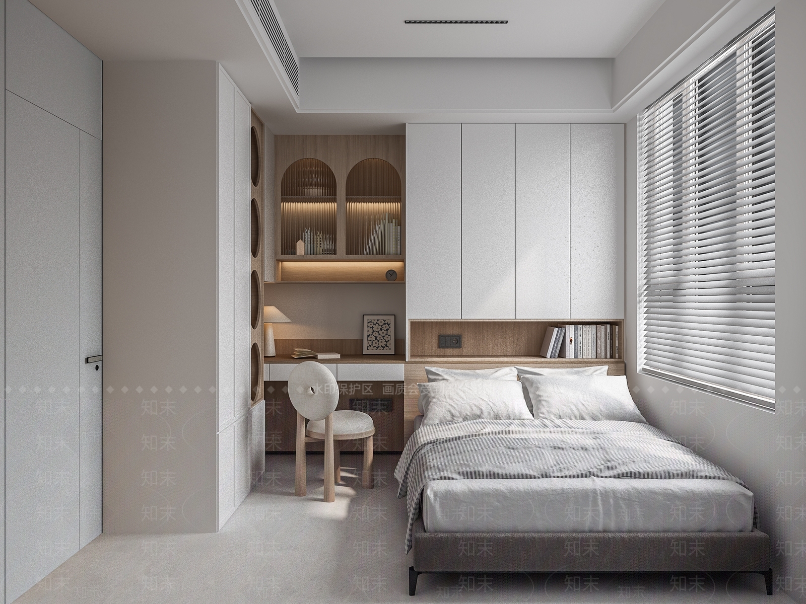 北欧原木风榻榻米卧室3D模型下载【ID:1149311769】