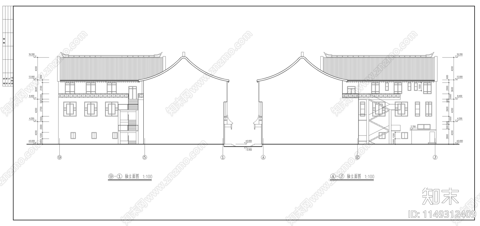 仿古清式公建建筑节点cad施工图下载【ID:1149312409】