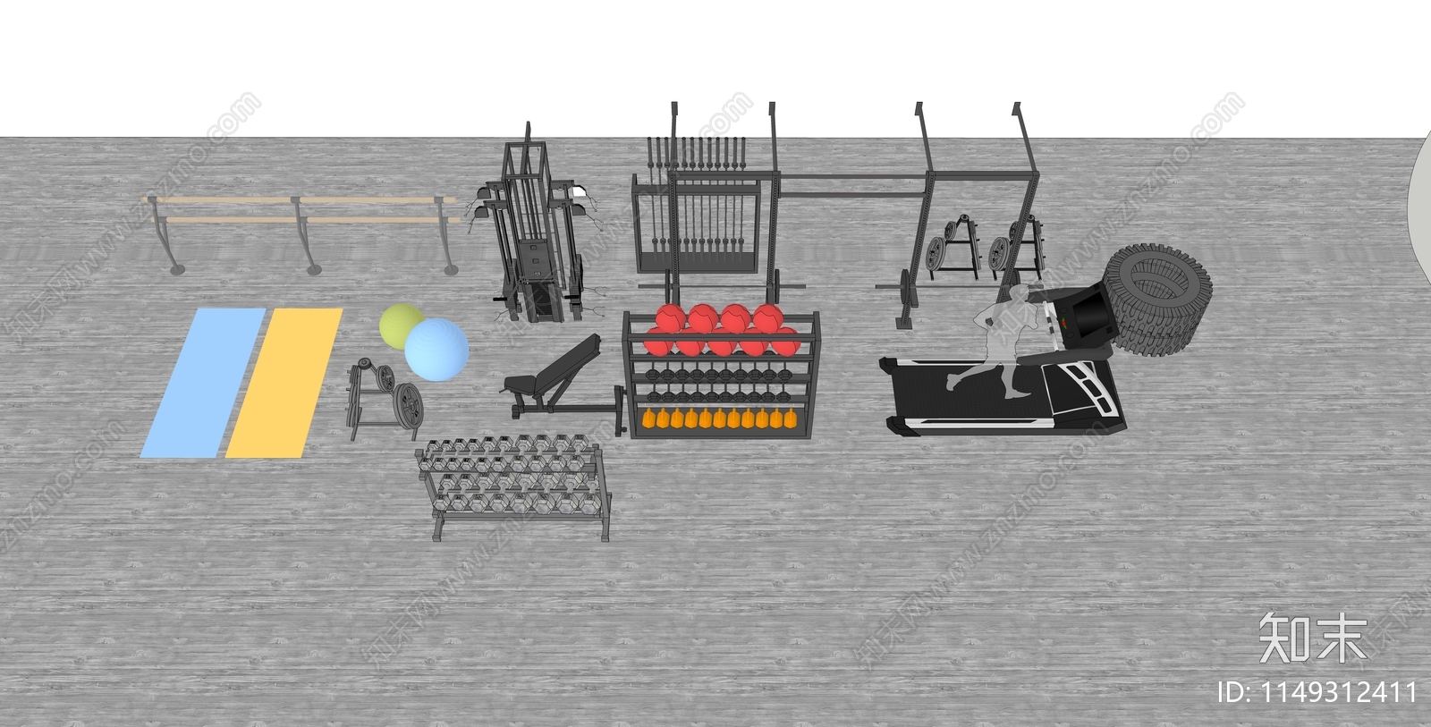 健身器材SU模型下载【ID:1149312411】