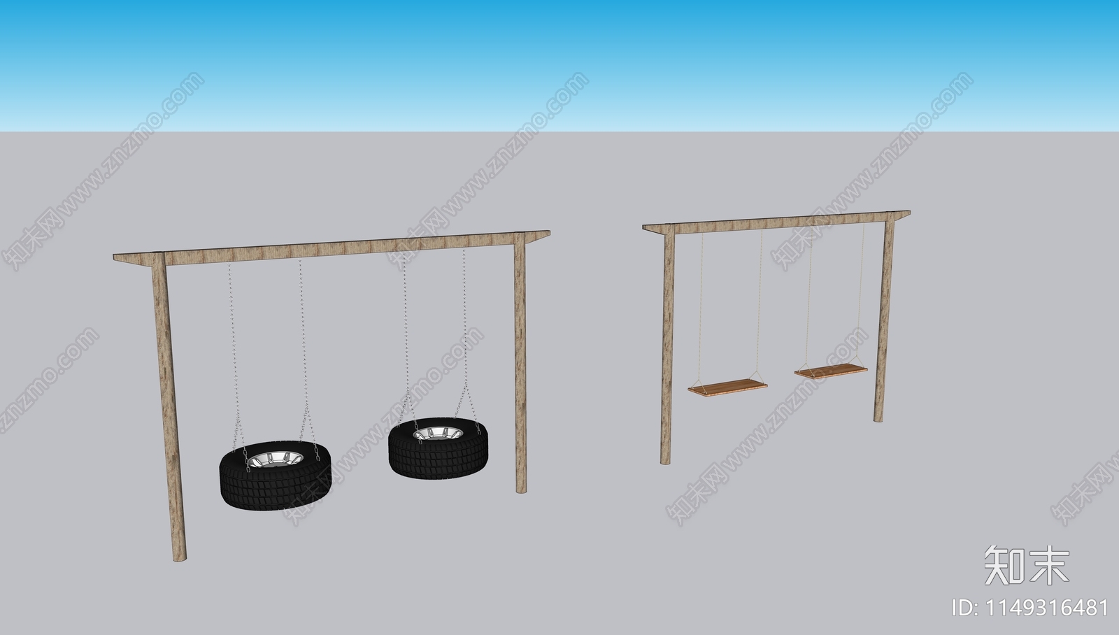 现代沙滩秋千SU模型下载【ID:1149316481】