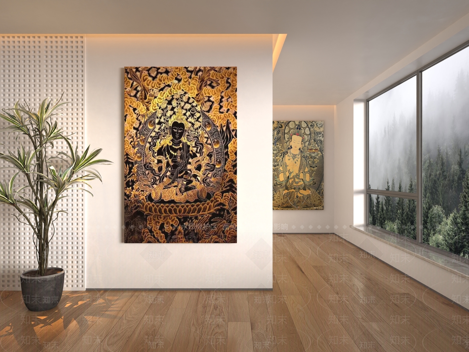 中式唐卡装饰画3D模型下载【ID:1149317086】