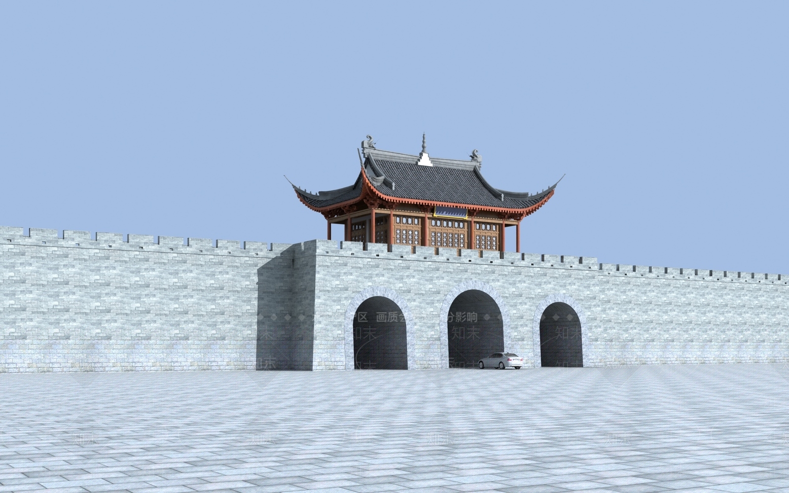古代城门楼3D模型下载【ID:1149321847】