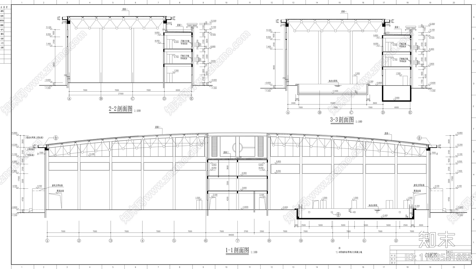 体育馆建筑设计节点cad施工图下载【ID:1149322023】