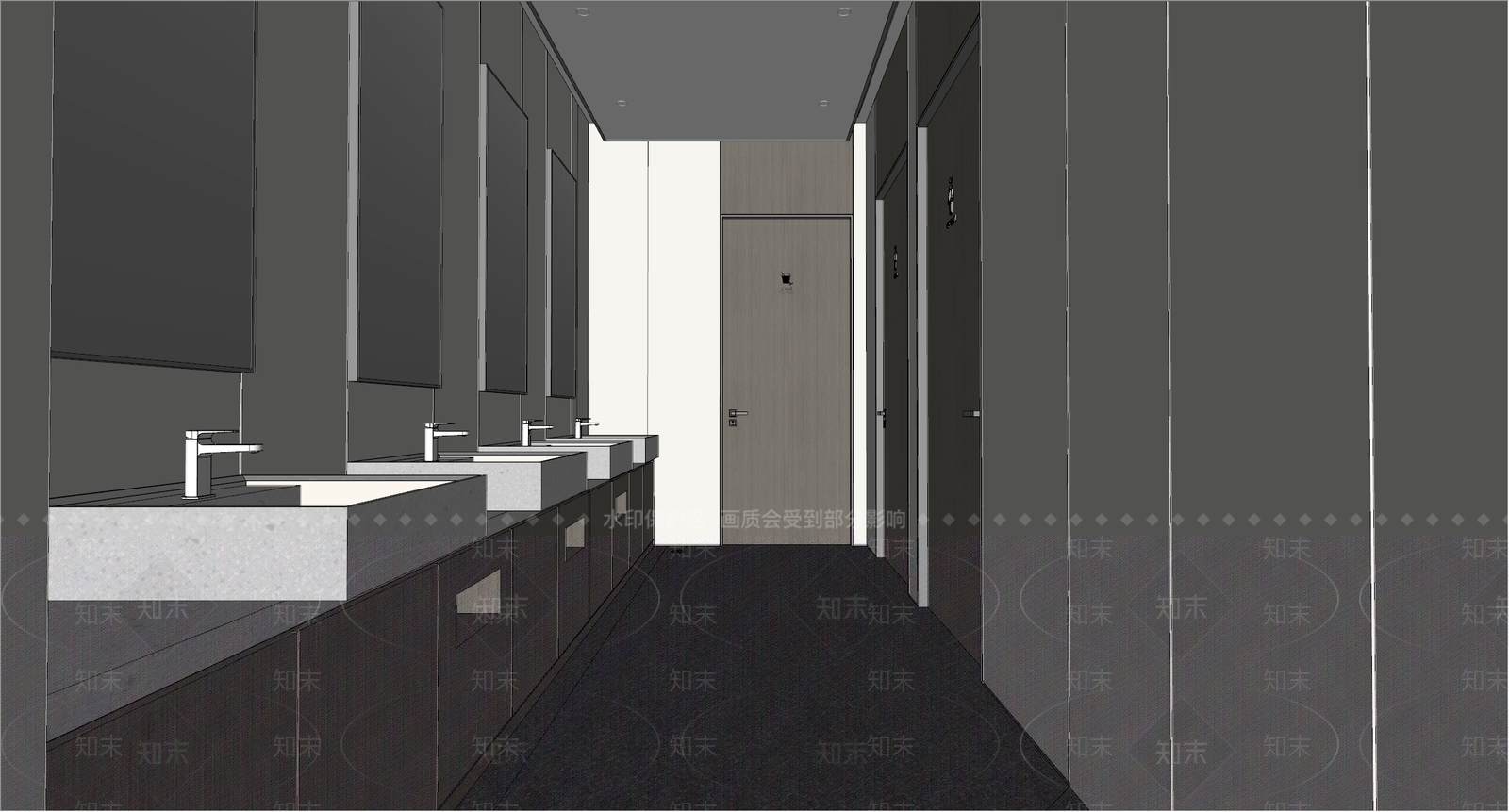 现代公共卫生间SU模型下载【ID:1149324155】