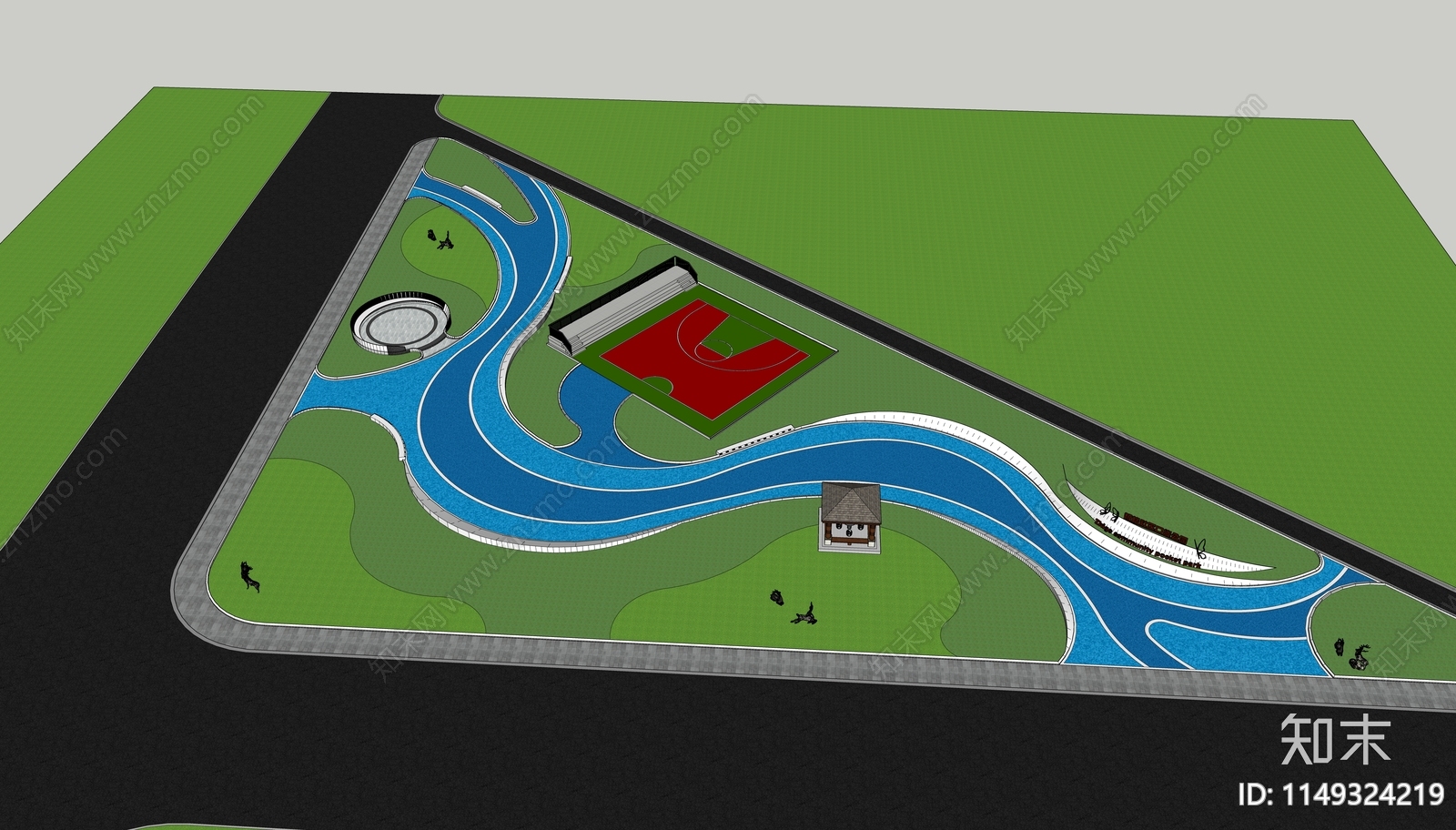 现代下沙智格社区口袋公园SU模型下载【ID:1149324219】