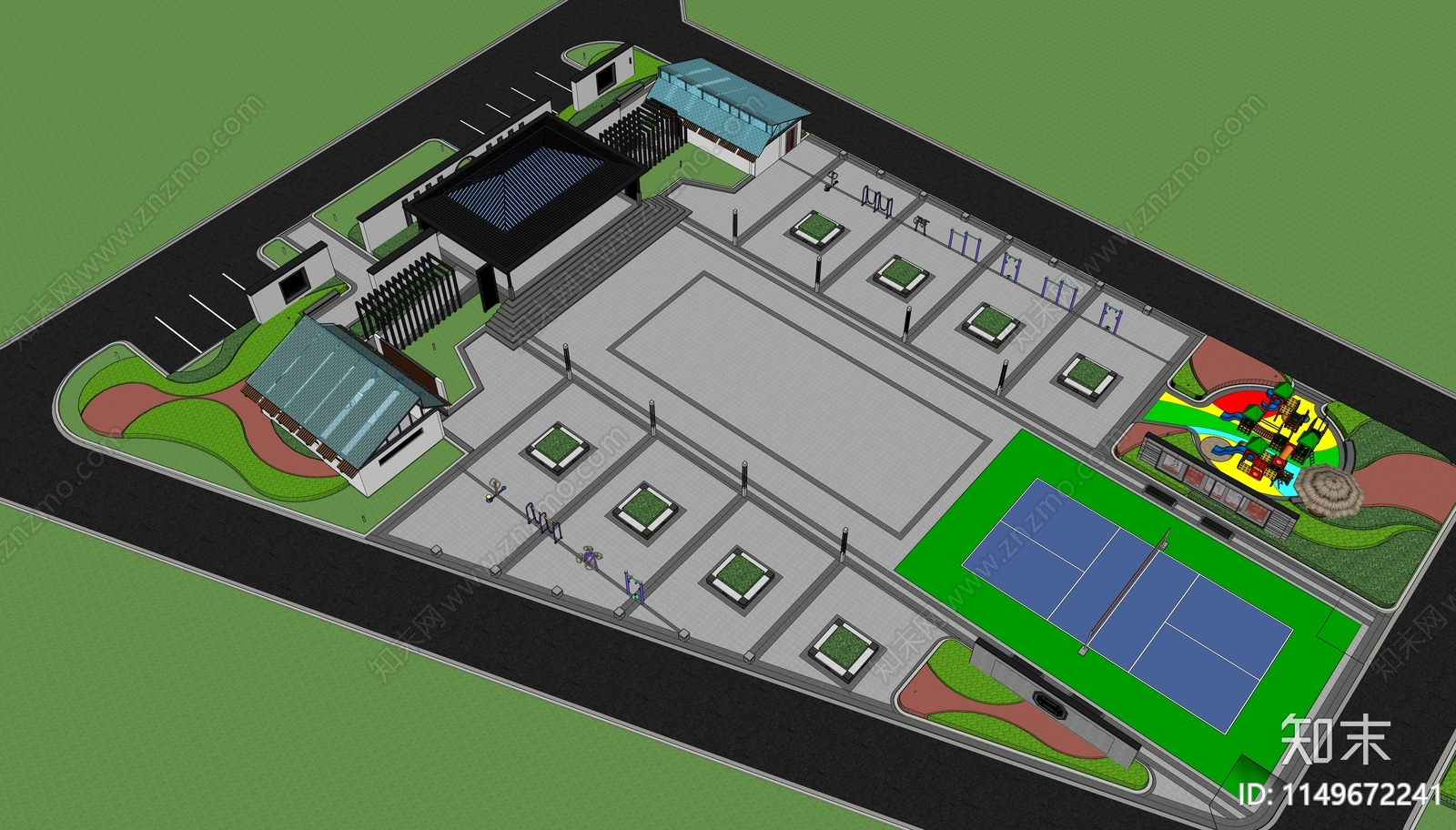 现代口袋公园SU模型下载【ID:1149672241】