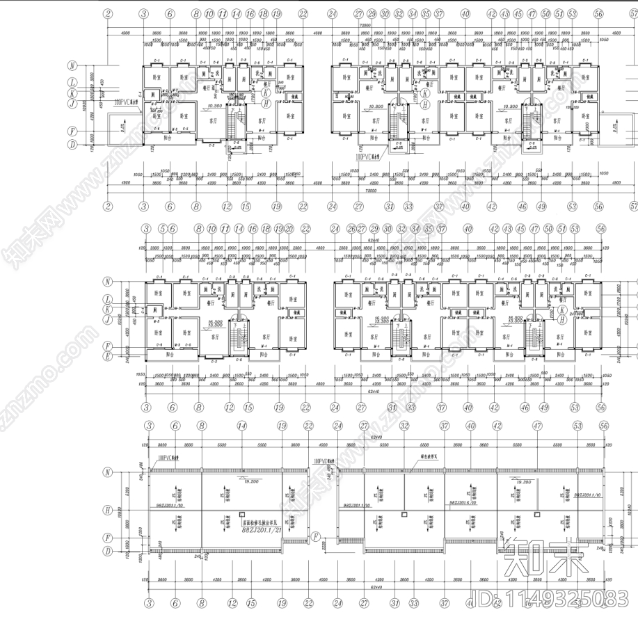 五龄市场商住楼建筑cad施工图下载【ID:1149325083】