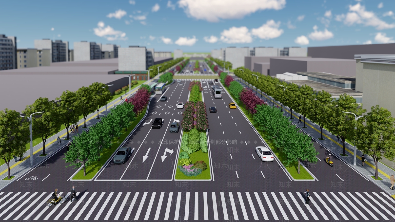现代城市主干道SU模型下载【ID:1149325852】